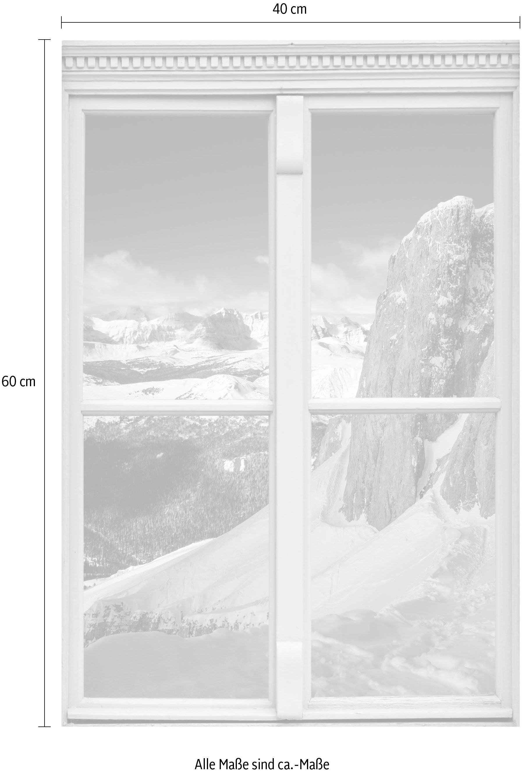 queence Wandsticker »Schneeberge«, Wandsticker, Wandbild, selbstklebend, 3D, Fenster