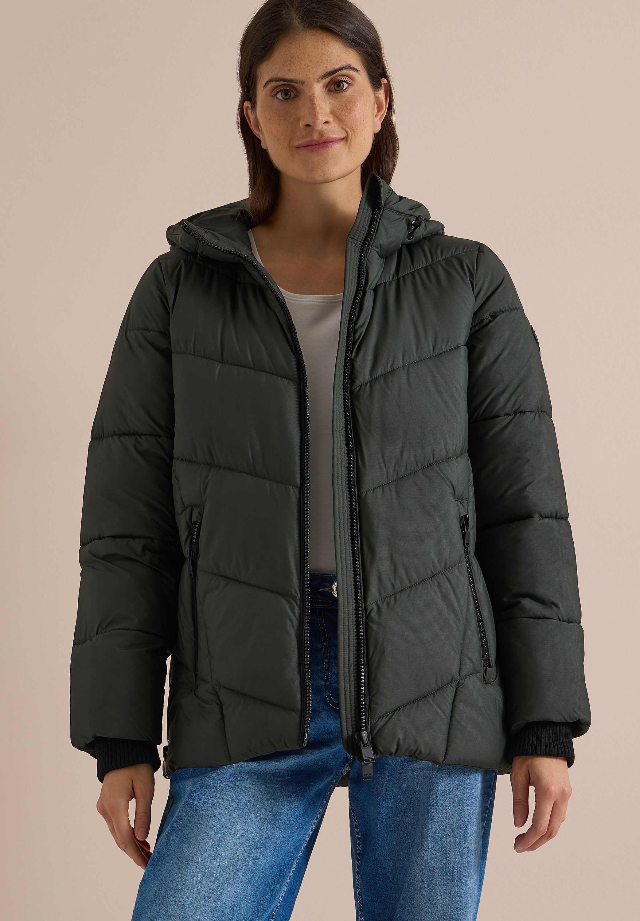 Cecil Steppjacke mit Kapuze Winterjacke in Midi-Länge mit Kapuze