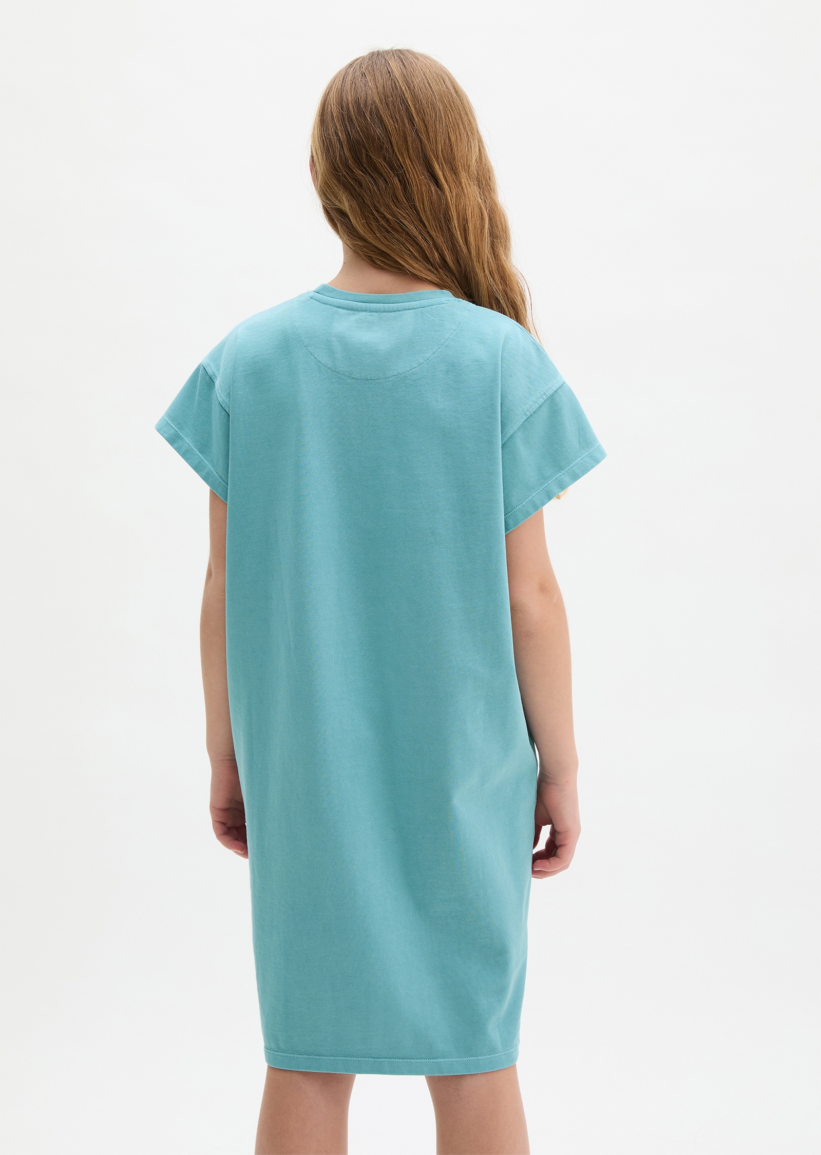 Marc O'Polo Junior Robe en jersey für Mädchen, gerade geschnitten, mit coolem Brustprint