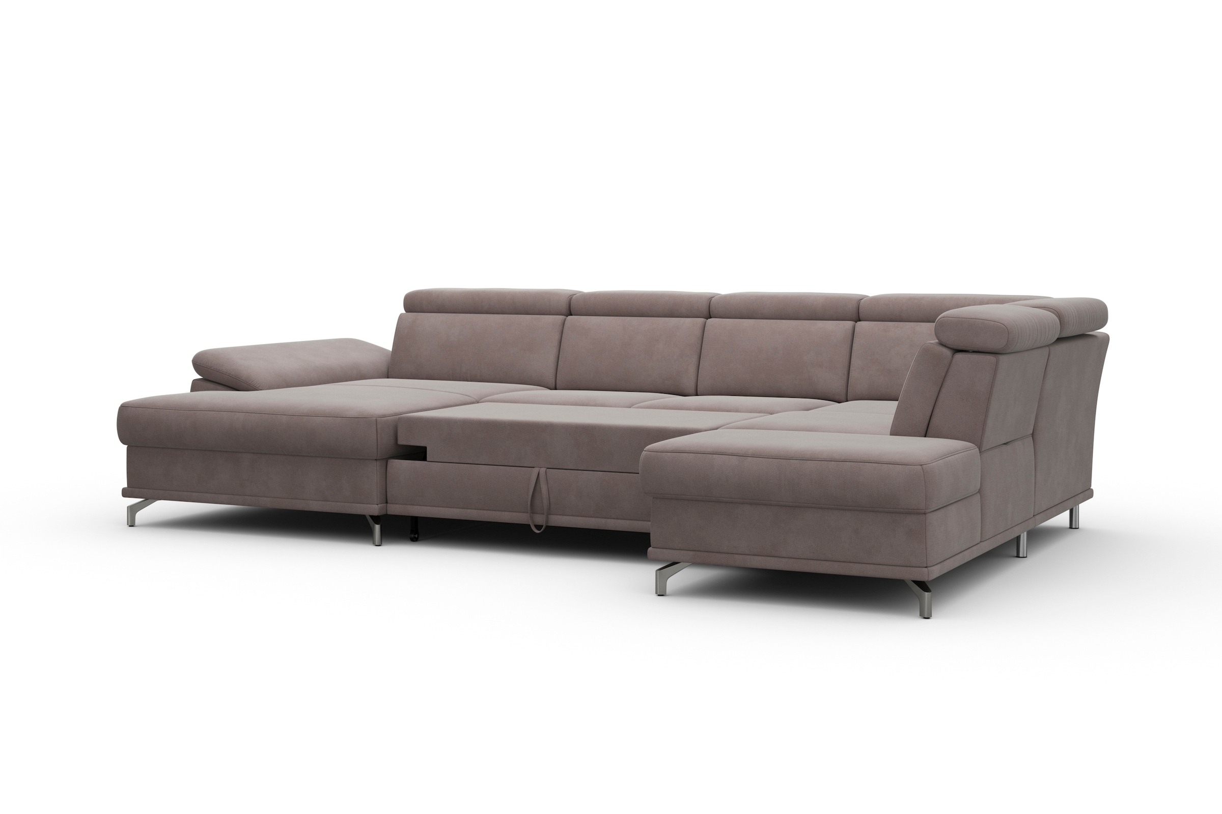 sit&more Wohnlandschaft »Cabrio U-Form, mit Sitztiefenverstellung, Arm- und Kopfteilverstellung«, 3 Nierenkissen, Federkern, optional Bettfunktion und Stauraum