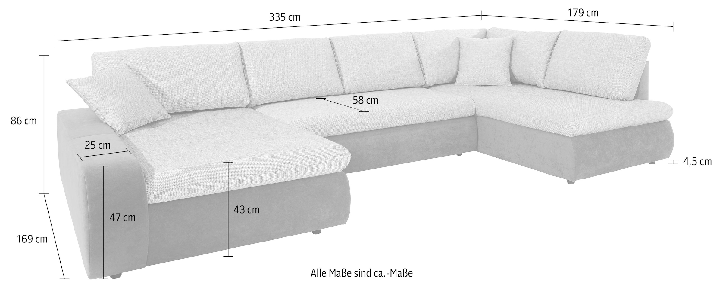 TRENDMANUFAKTUR Wohnlandschaft »Indie, toller Sitzkomfort, aufwendige Detailverarbeitung, U-Form«, wahlweise mit Bettfunktion