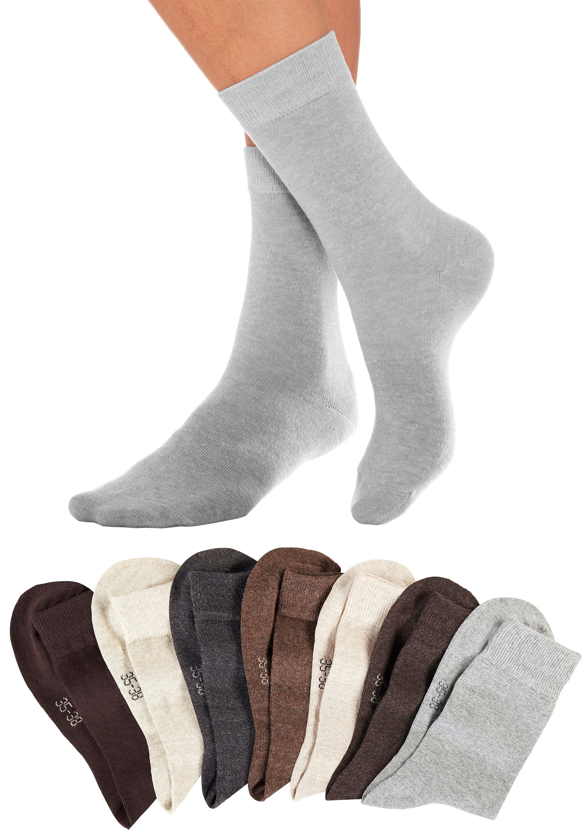 Lavana Basicsocken, (Set, 7 Paar), Bündchen versandkostenfrei mit auf druckfreiem