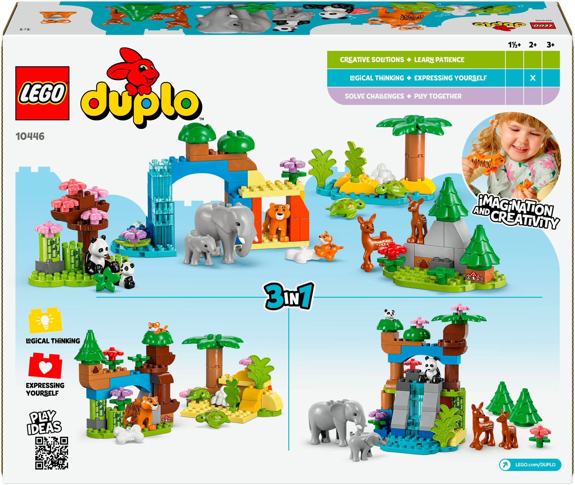 LEGO® Konstruktionsspielsteine »Wildtier-Familien 3-in-1-Set (10446), LEGO DUPLO Town« Made in Europe