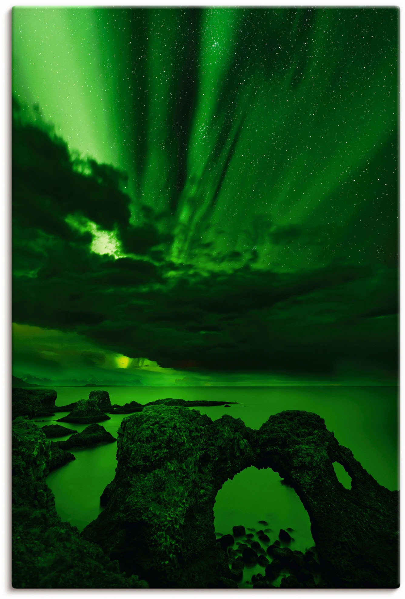Image of Artland Wandbild »Polarlicht über einem Felsentor«, Himmelsbilder, (1 St.), in vielen Grössen & Produktarten - Alubild / Outdoorbild für den Aussenbereich, Leinwandbild, Poster, Wandaufkleber / Wandtattoo auch für Badezimmer geeignet bei Ackermann Versand