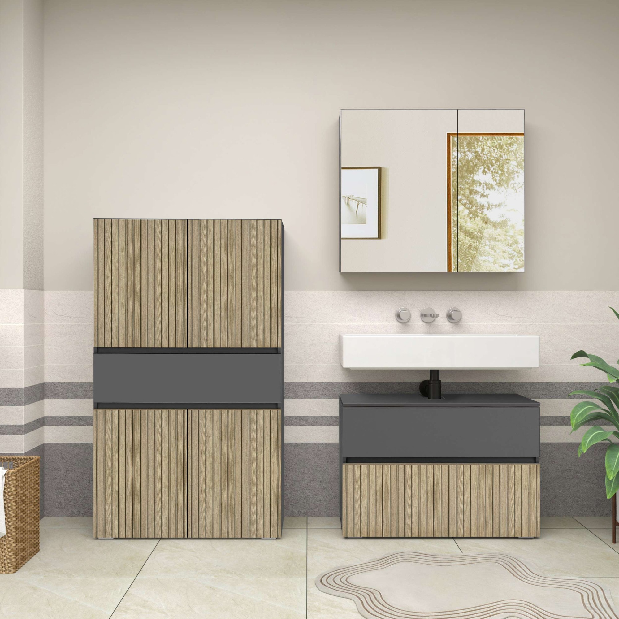 Home affaire Armoire intermédiaire »Wisla« mit 4 Türen & 1 Schublade, Breite 76 cm, Höhe 130 cm