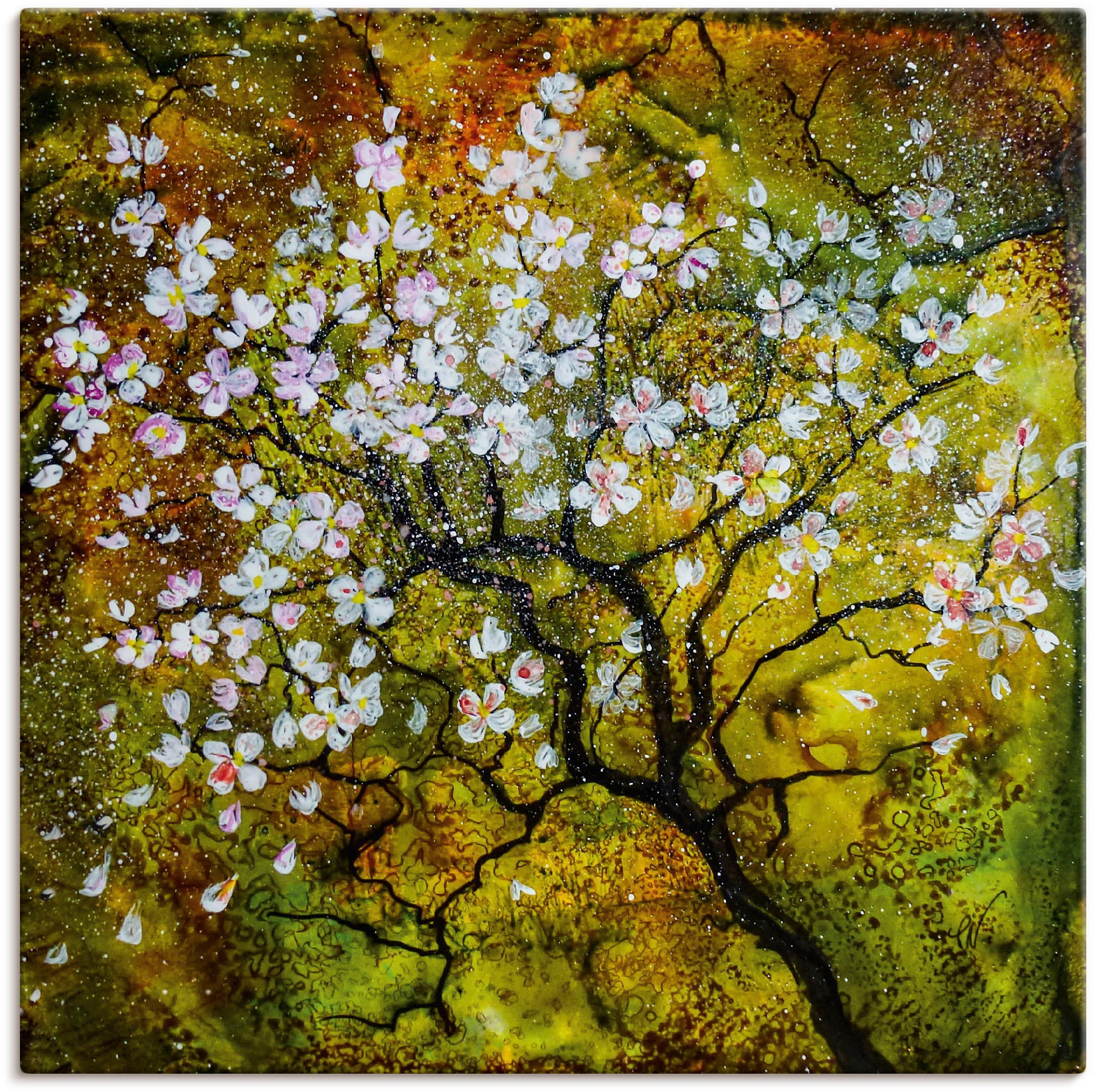 Image of Artland Leinwandbild "Kirschblüte" Baumbilder 1 Stk. tlg. auf Holzrahmen gespannt