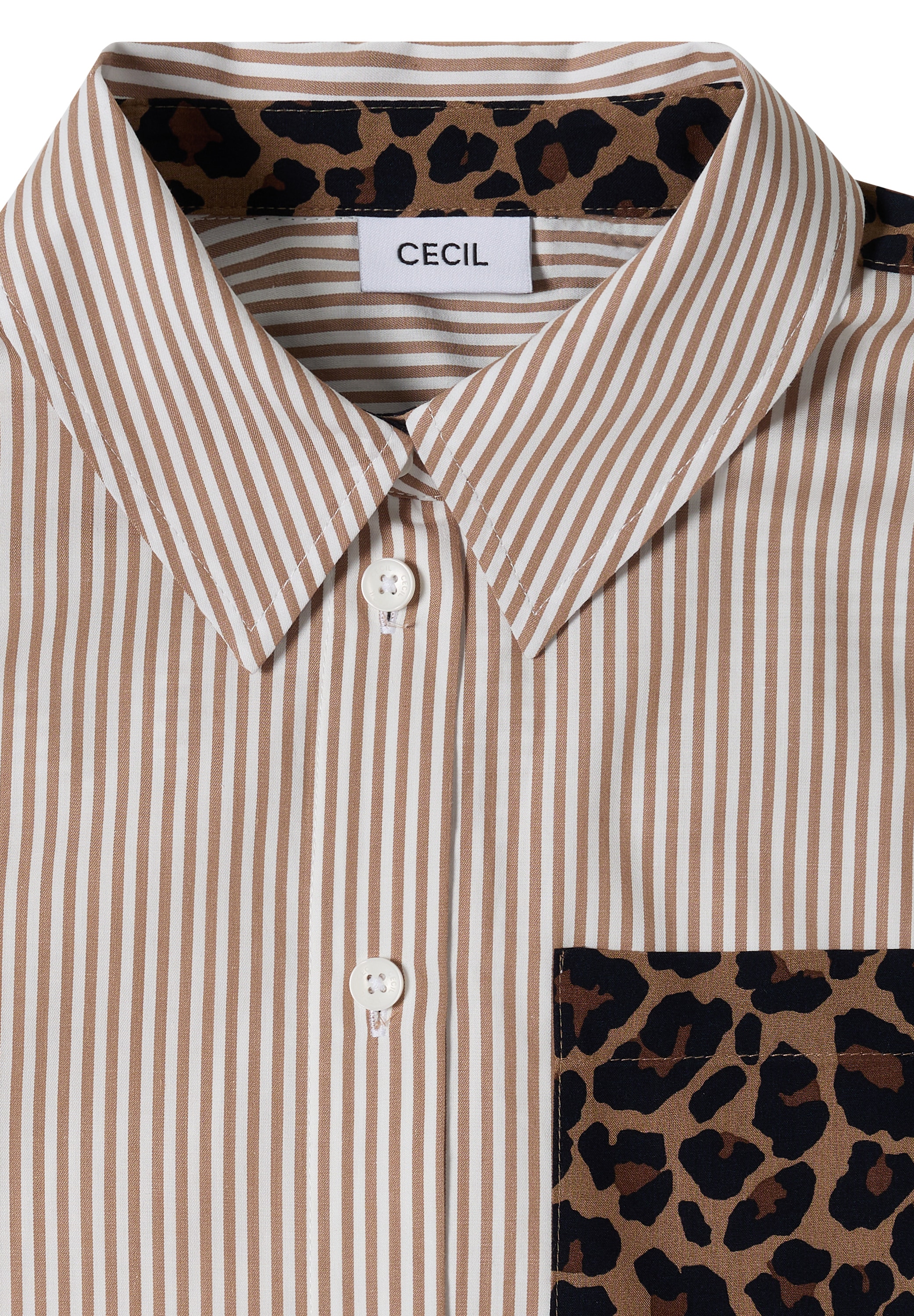 Cecil Hemdbluse Kontrastfabene Details im Animal-Print