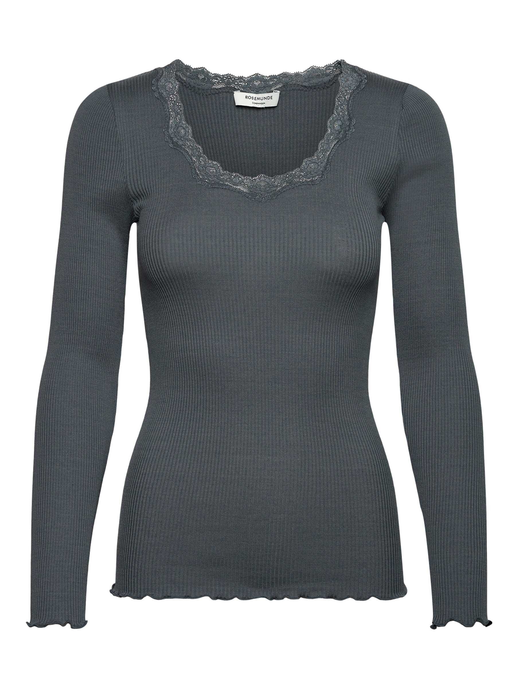 rosemunde Langarmshirt »Babette Silk Blouse mit Seide« Langarm, mit Spitze, feminin, bequem, eng, Seidenmix
