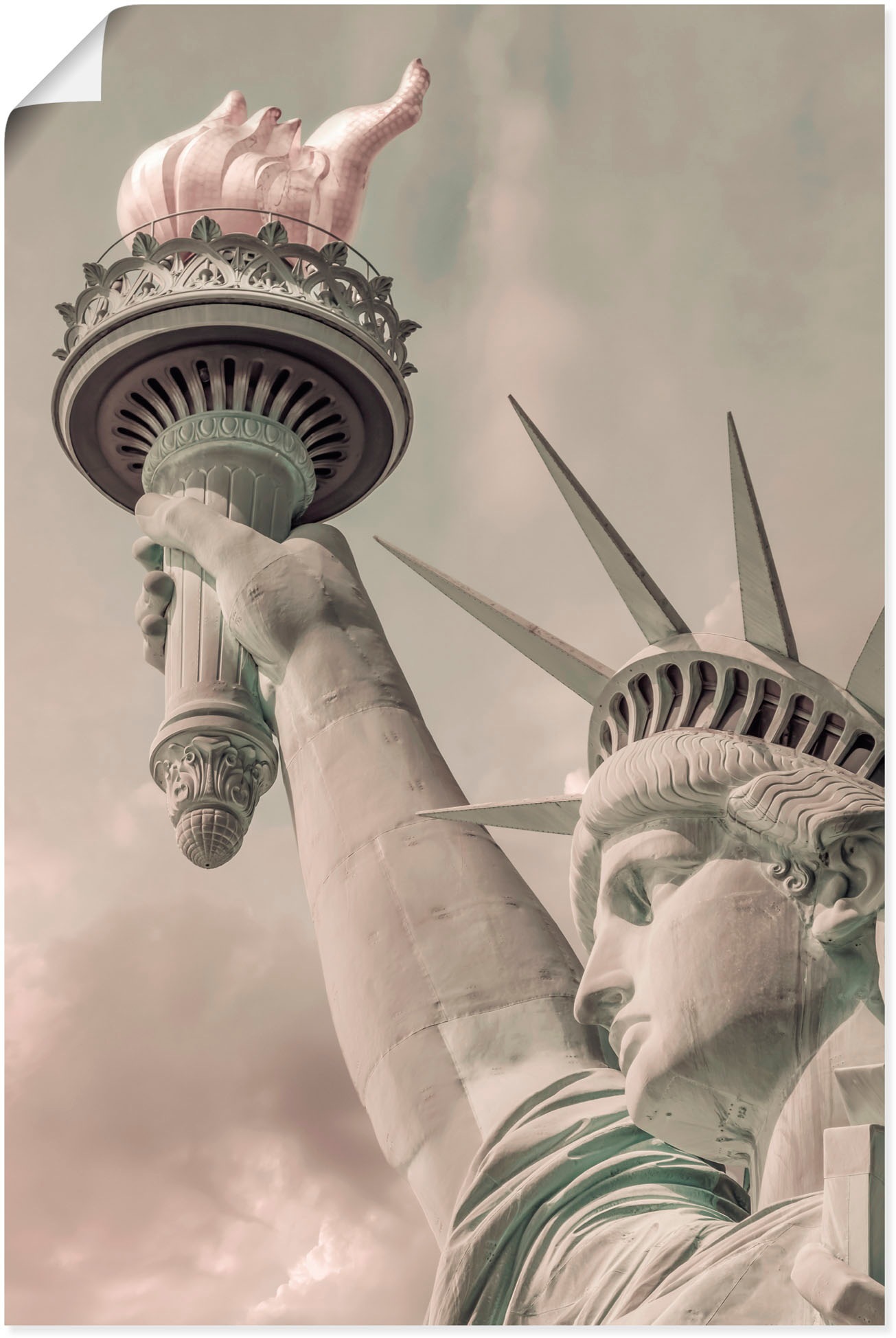 Image of Artland Wandbild »Freiheitsstatue urbaner Vintage-Stil«, Elemente der Architektur, (1 St.), in vielen Grössen & Produktarten - Alubild / Outdoorbild für den Aussenbereich, Leinwandbild, Poster, Wandaufkleber / Wandtattoo auch für Badezimmer geeignet bei A
