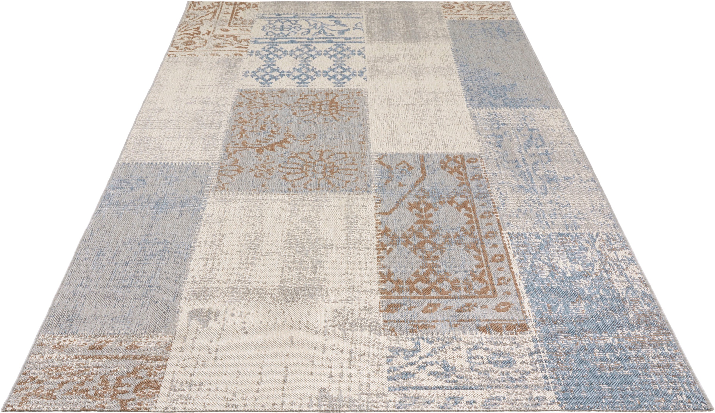 Image of NORTHRUGS Teppich »Symi«, rechteckig, 8 mm Höhe, In/-Outdoor geeignet, Patchwork Design, Wohnzimmer, Balkon, Terrasse, Robust, Pflegeleicht, Flachgewebe bei Ackermann Versand Schweiz