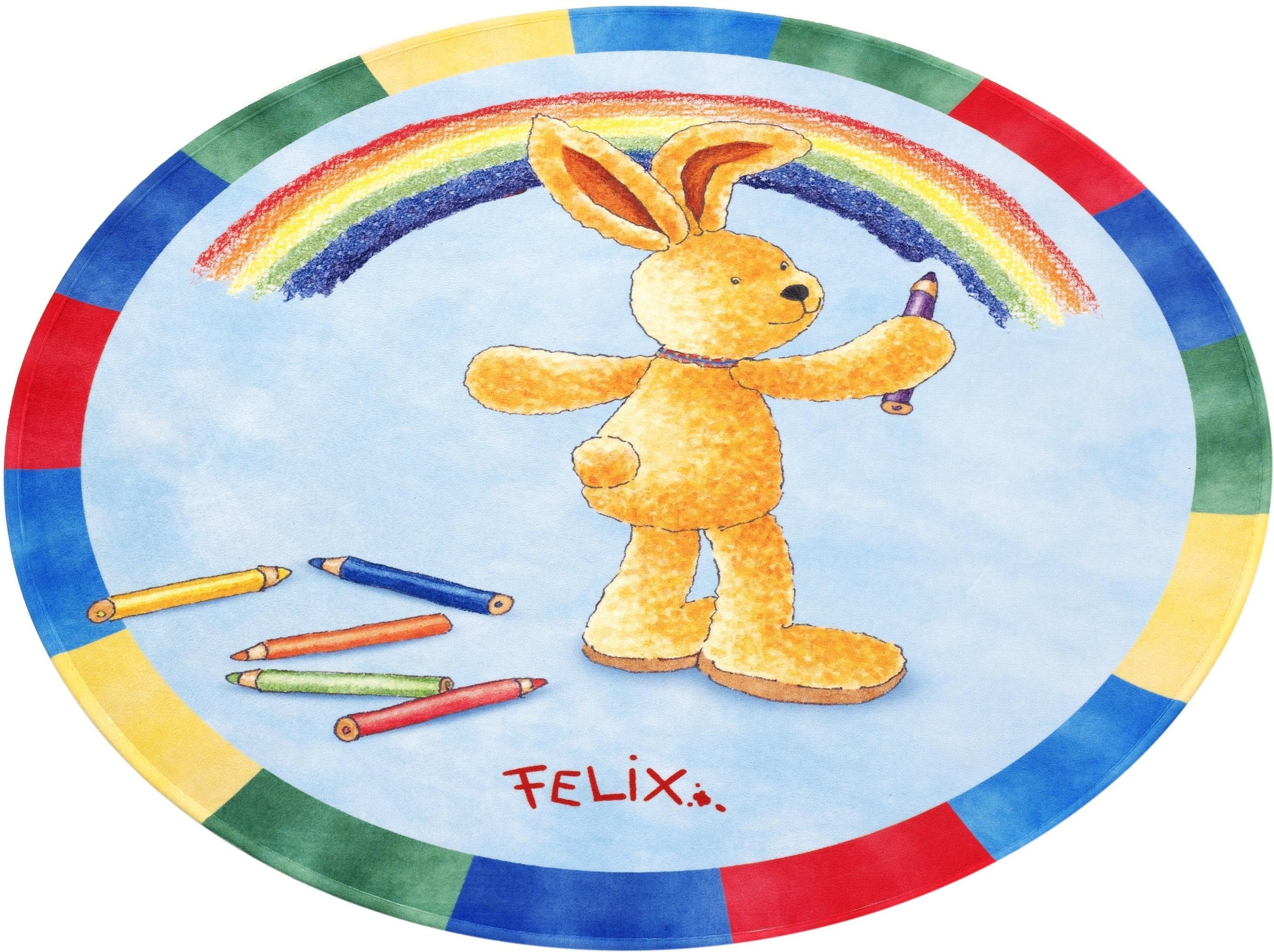 Image of Felix der Hase Kinderteppich »FE-412 Regenbogen«, rund, 6 mm Höhe, Stoff Druck, weiche Mircofaser, Kinderzimmer bei Ackermann Versand Schweiz