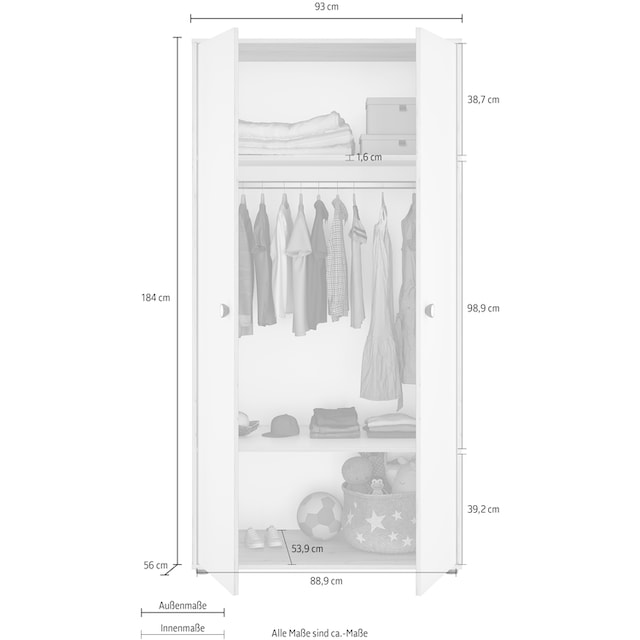 Galipette Kleiderschrank »Arthur«, mit 2 Einlegeböden und Kleiderstange  kaufen