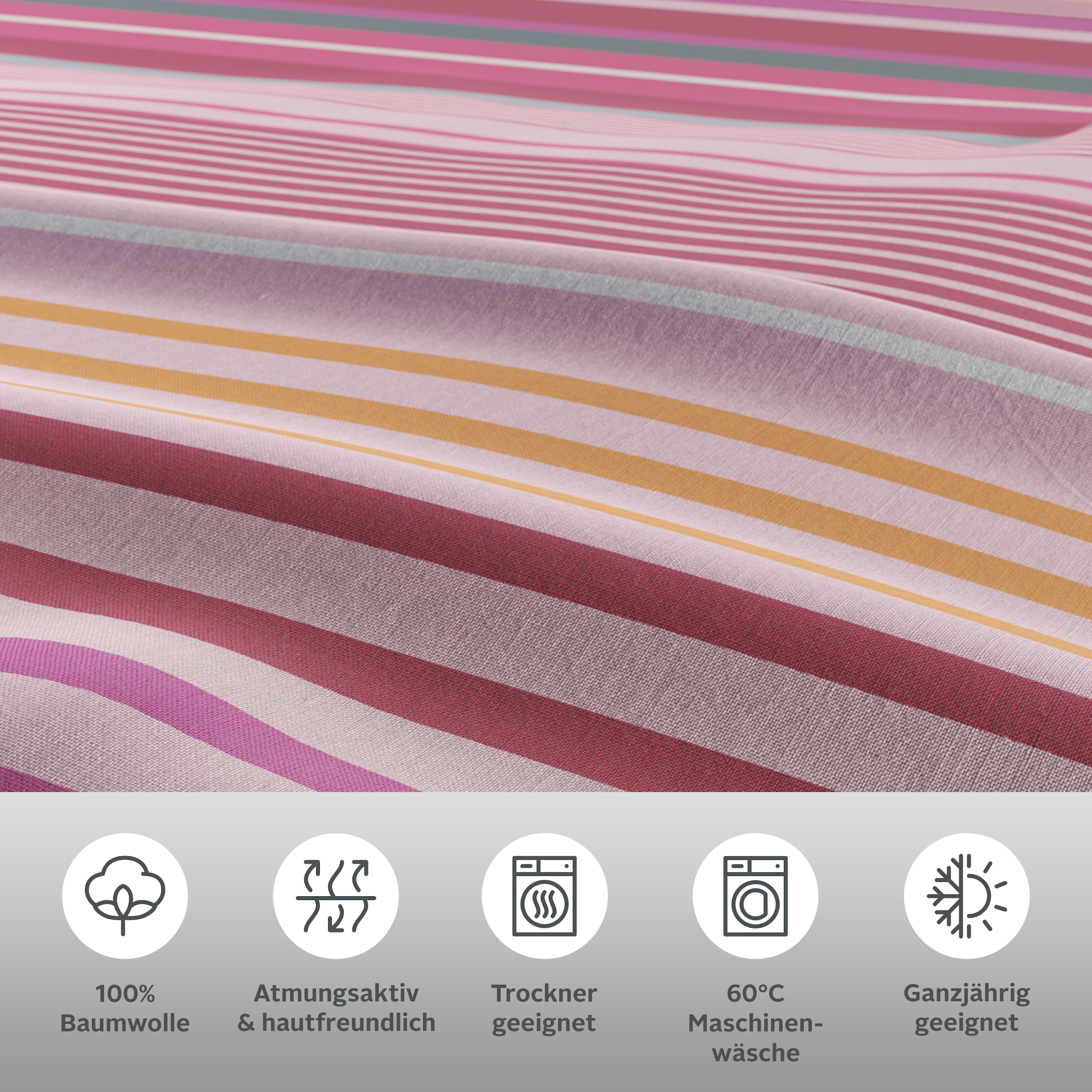 GOODproduct »Elvea« 2 Stk. in Gr. 135x200 oder 155x220 cm, 100% Baumwolle, Streifen