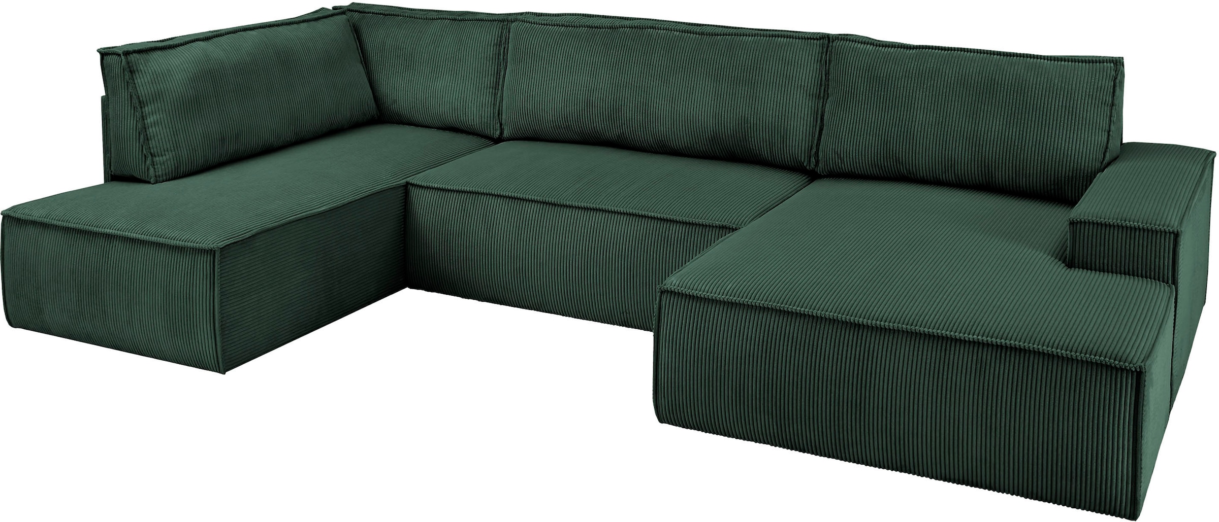 Home affaire Wohnlandschaft »SHERWOOD XXL 329 cm, U-Form, Schlafsofa,«, Schlaffunktion m. Bettkasten (194x139 cm), Cord, Vintage, Samtvelours