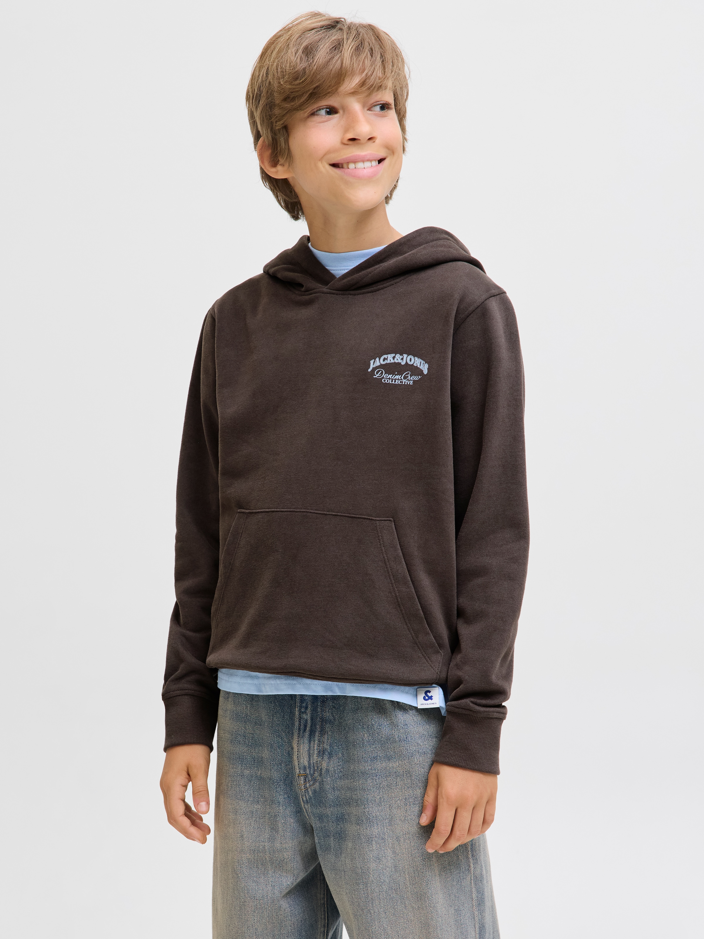 Image of Jack & Jones Junior Kapuzensweatshirt "JJEBRANDES BACKP RELAXED SWEAT H SN JNR", Baumwollmischung, relaxed fit