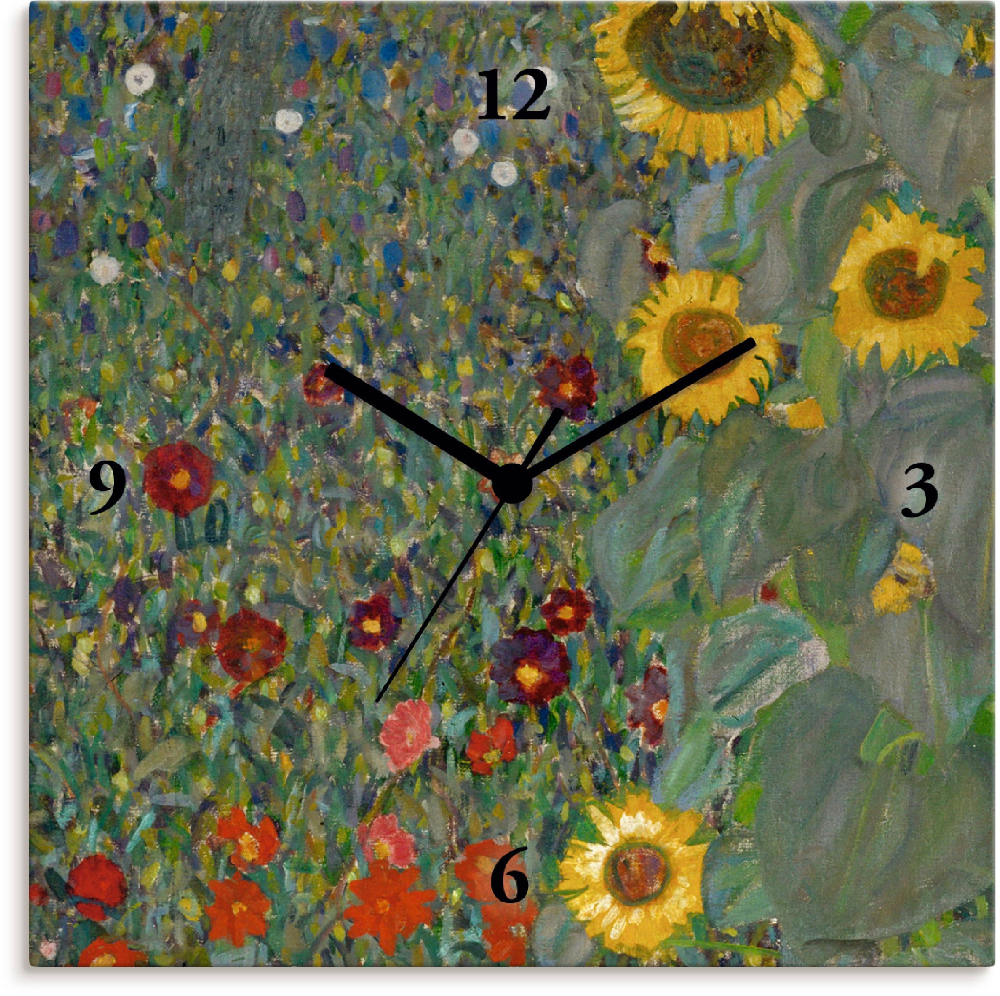 Image of Artland Wanduhr »Garten mit Sonnenblumen«, lautlos, ohne Tickgeräusche, nicht tickend, geräuschlos - wählbar: Funkuhr o. Quarzuhr, moderne Uhr für Wohnzimmer, Küche etc. - Stil: modern bei Ackermann Versand Schweiz
