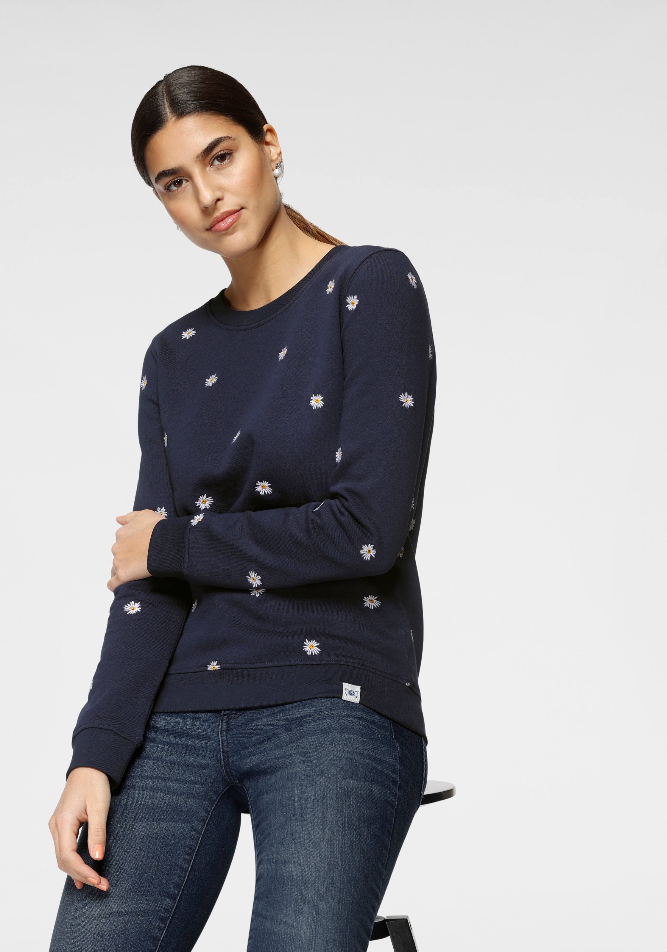 Image of TOM TAILOR Polo Team Sweatshirt, rundum mit Gäneblümchen bestickt bei Ackermann Versand Schweiz