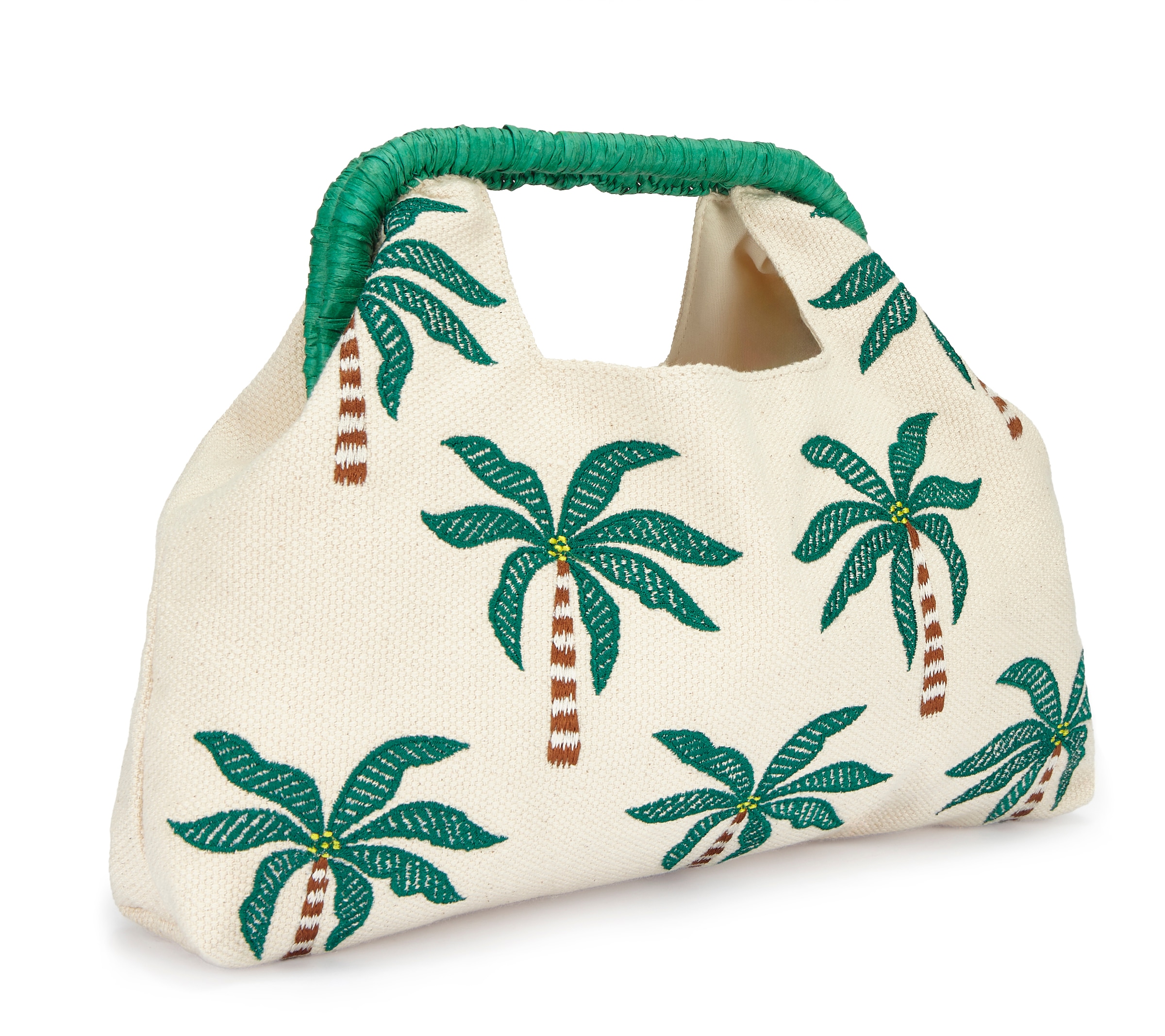 Image of LSCN by LASCANA Handtasche "Clutch, Abendtasche, Sommertasche, Damentasche" NEU mit sommerlicher Palmen-Stickerei
