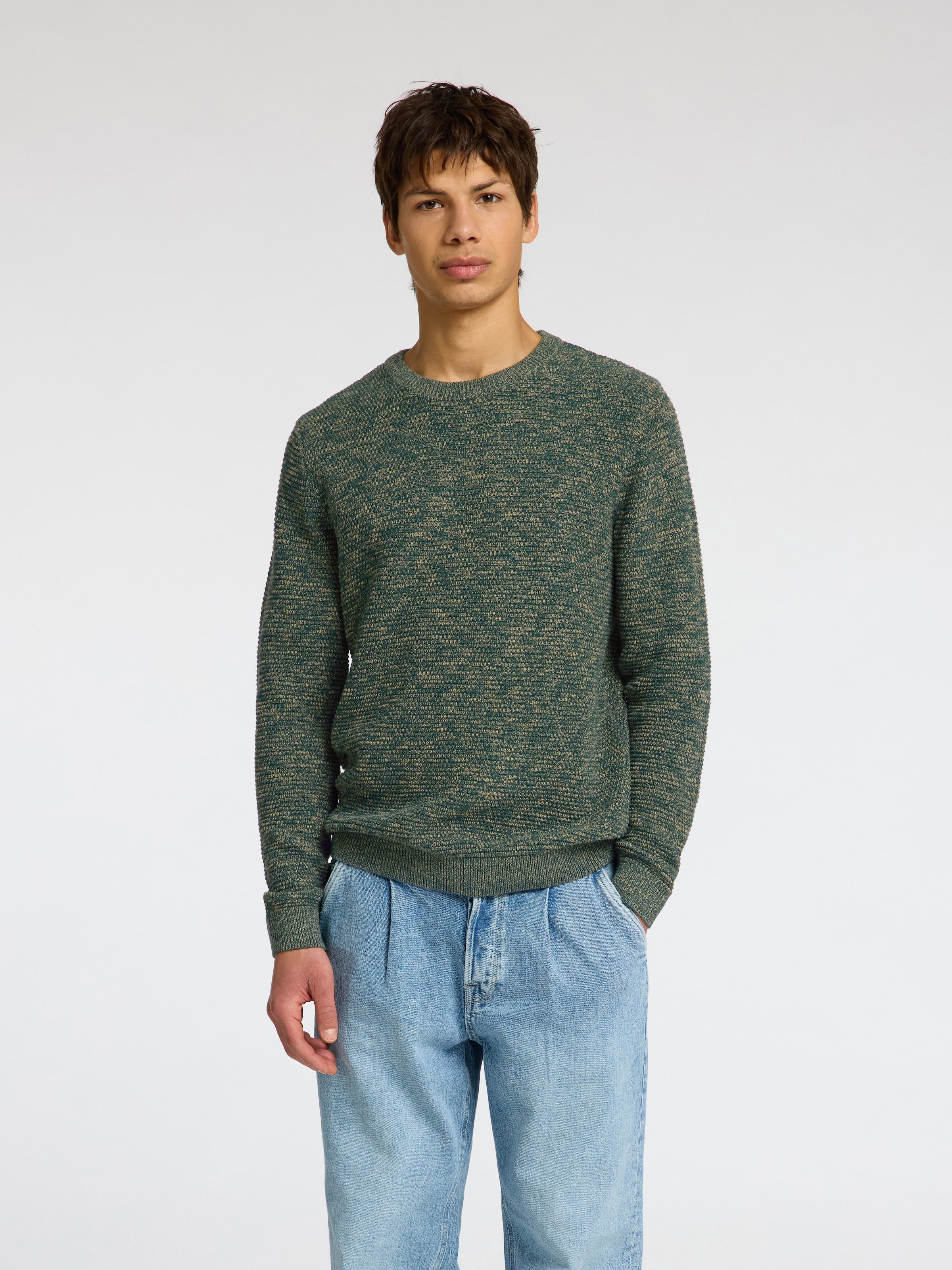 SELECTED HOMME Rundhalspullover »SLHVINCE LS KNIT BUBBLE CREW NECK NOOS«