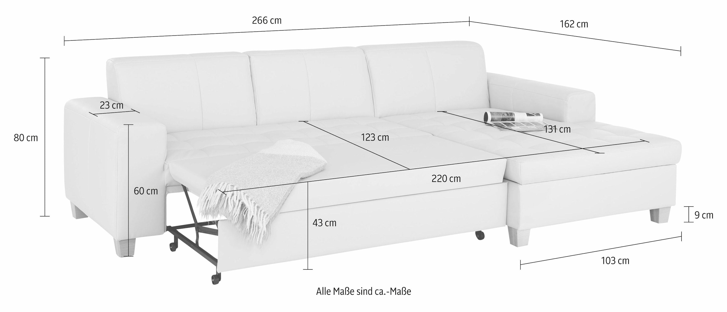 Home affaire Ecksofa »Corby L-Form«, wahlweise mit Bettfunktion, Steppung auf Sitzfläche