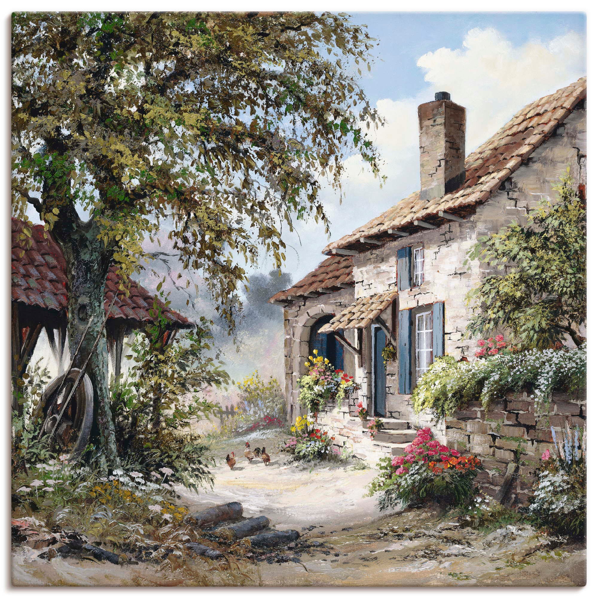 Image of Artland Leinwandbild "Opas Haus" Garten 1 Stk. tlg. auf Holzrahmen gespannt