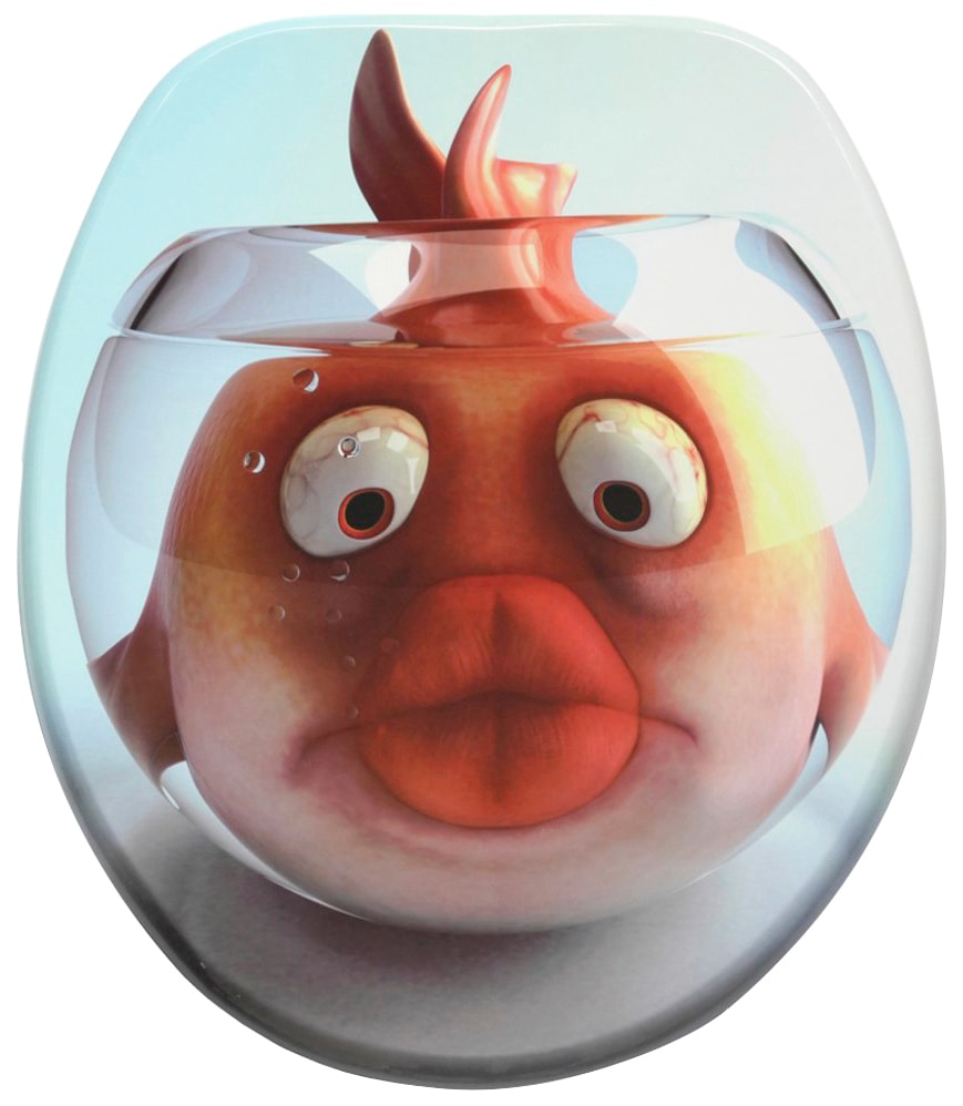 Sanilo Set d'accessoires de salle de bain »Goldfisch« bestehend aus WC-Sitz, Badteppich, Stöpsel, Seifenspender, WC-Bürste