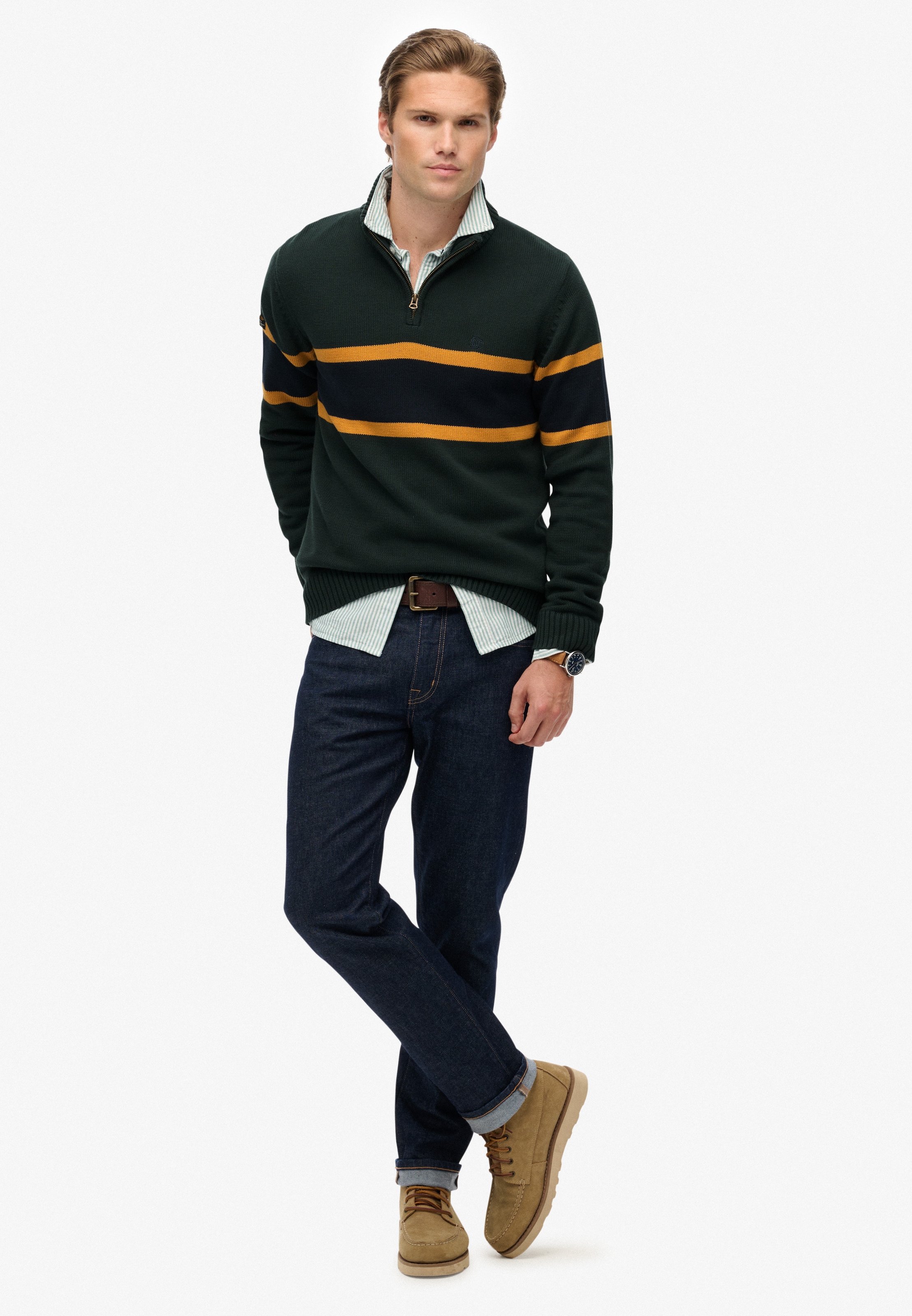 Superdry Strickpullover »Cotton Stripe Half Zip Knit«