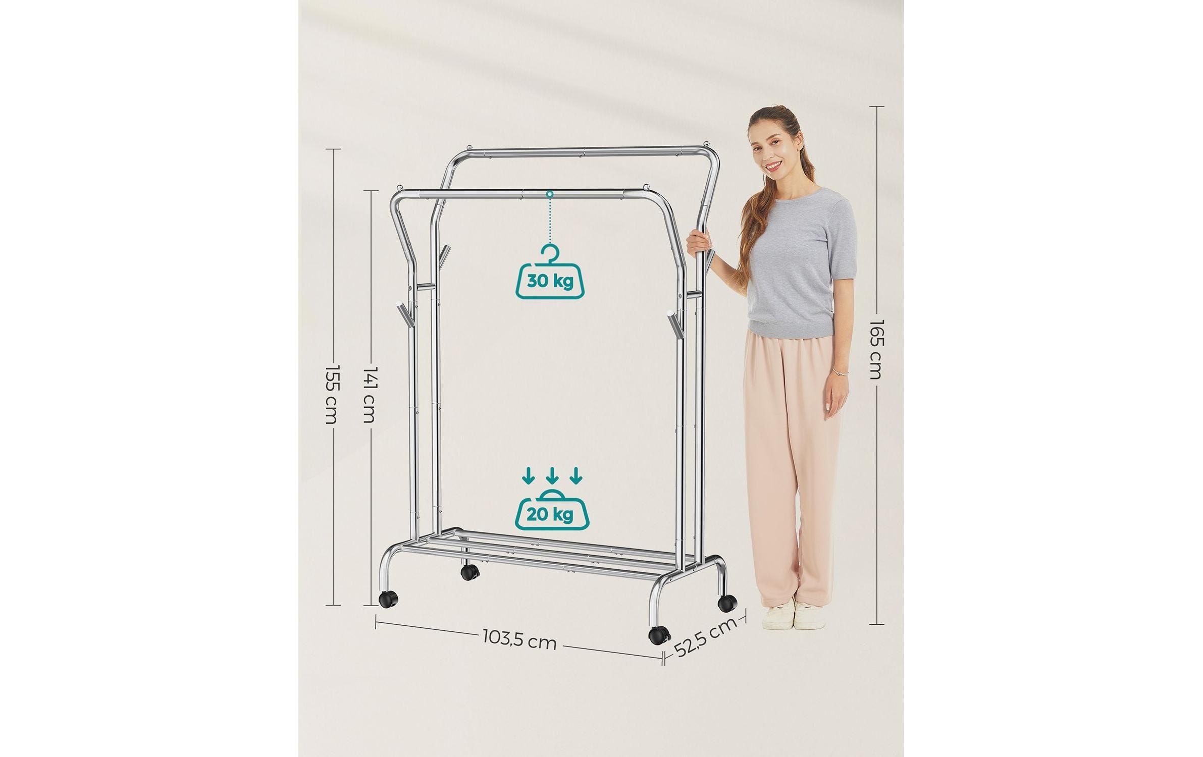 SONGMICS Garderobenständer »mit doppelter Kleiderstange«