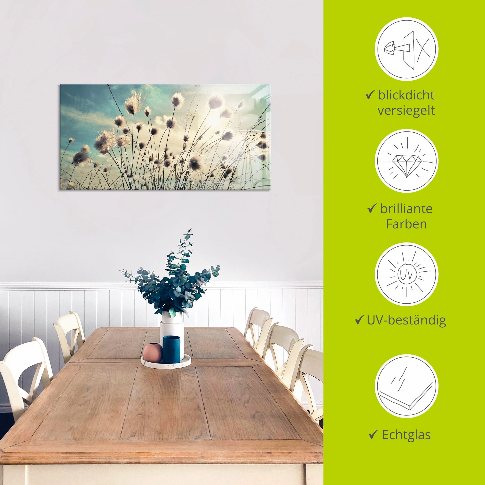 Artland Glasbild »Wollgras«, Gräser, (1 St.), in verschiedenen Grössen