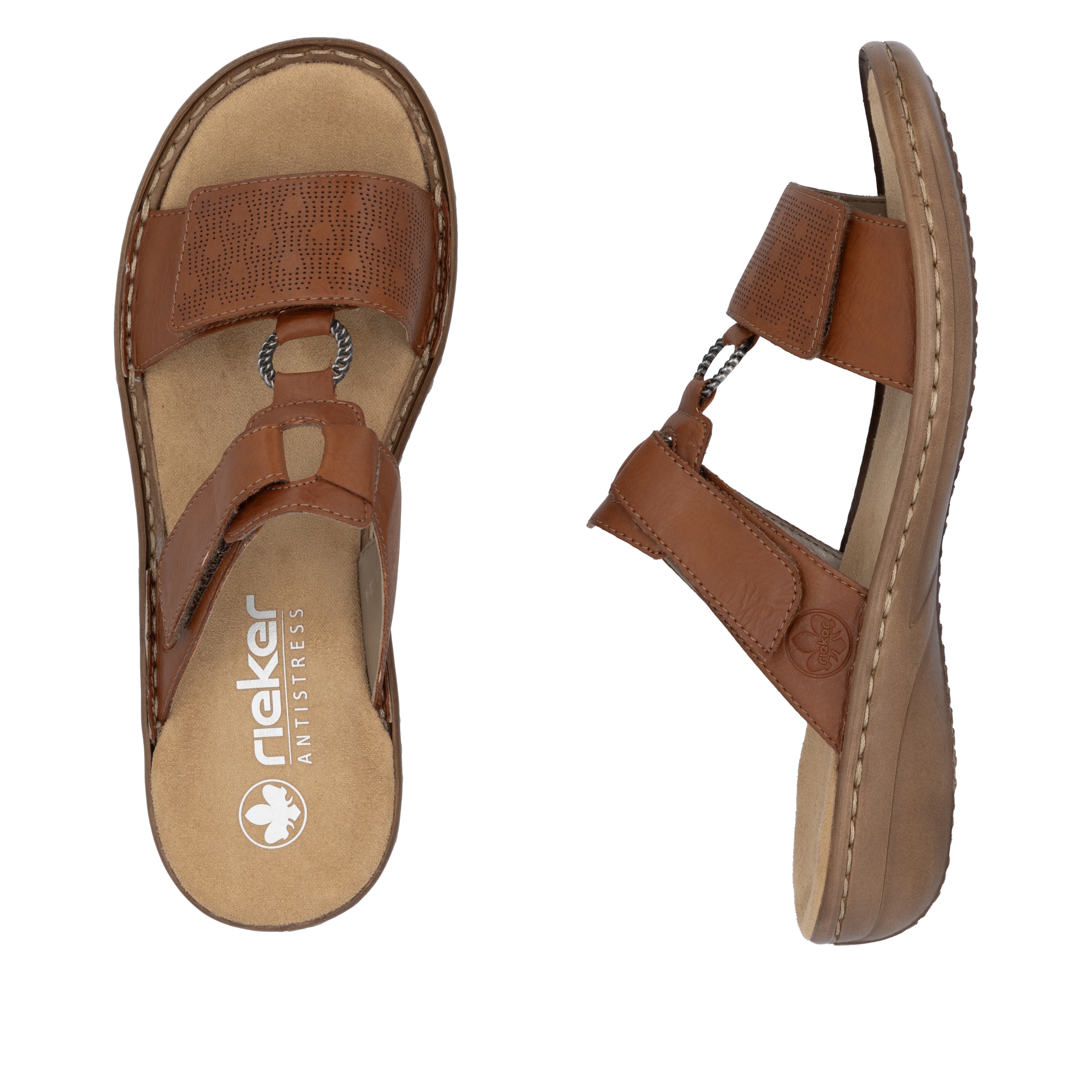 Rieker Pantolette  chaussure d'été, chaussure de plage, chaussure à scratch avec perforations