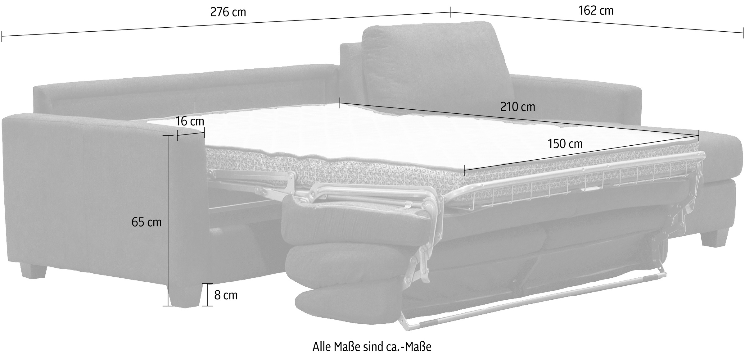Nias Italia Ecksofa »Avellino«, mit Bettfunktion, Matratze und Metallgestell,  Liegefläche 140/208 cm jetzt kaufen