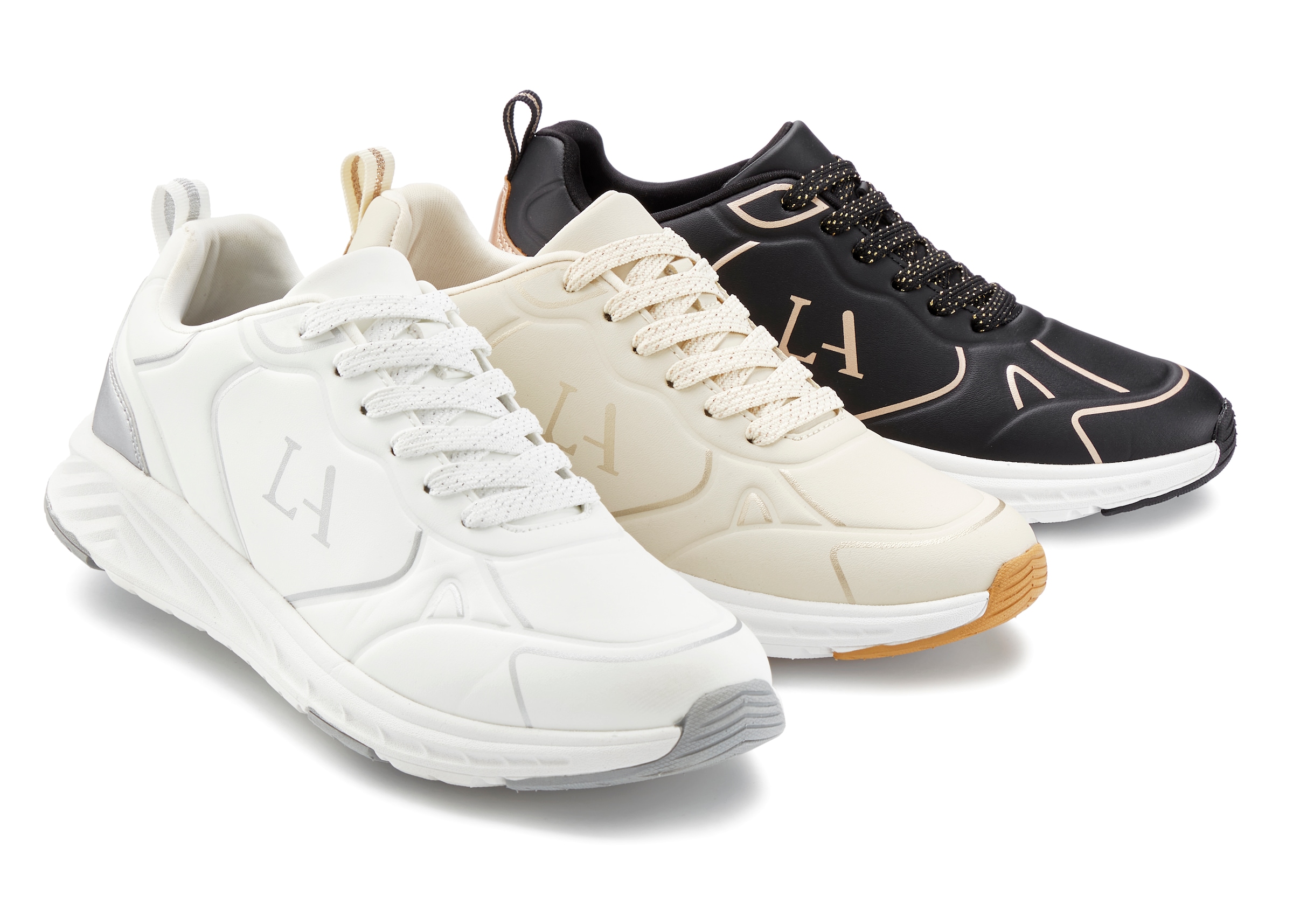 LASCANA Sneakers »Freizeitschuh, Schnürschuh, Turnschuhe,«  mit Farbakzenten VEGAN