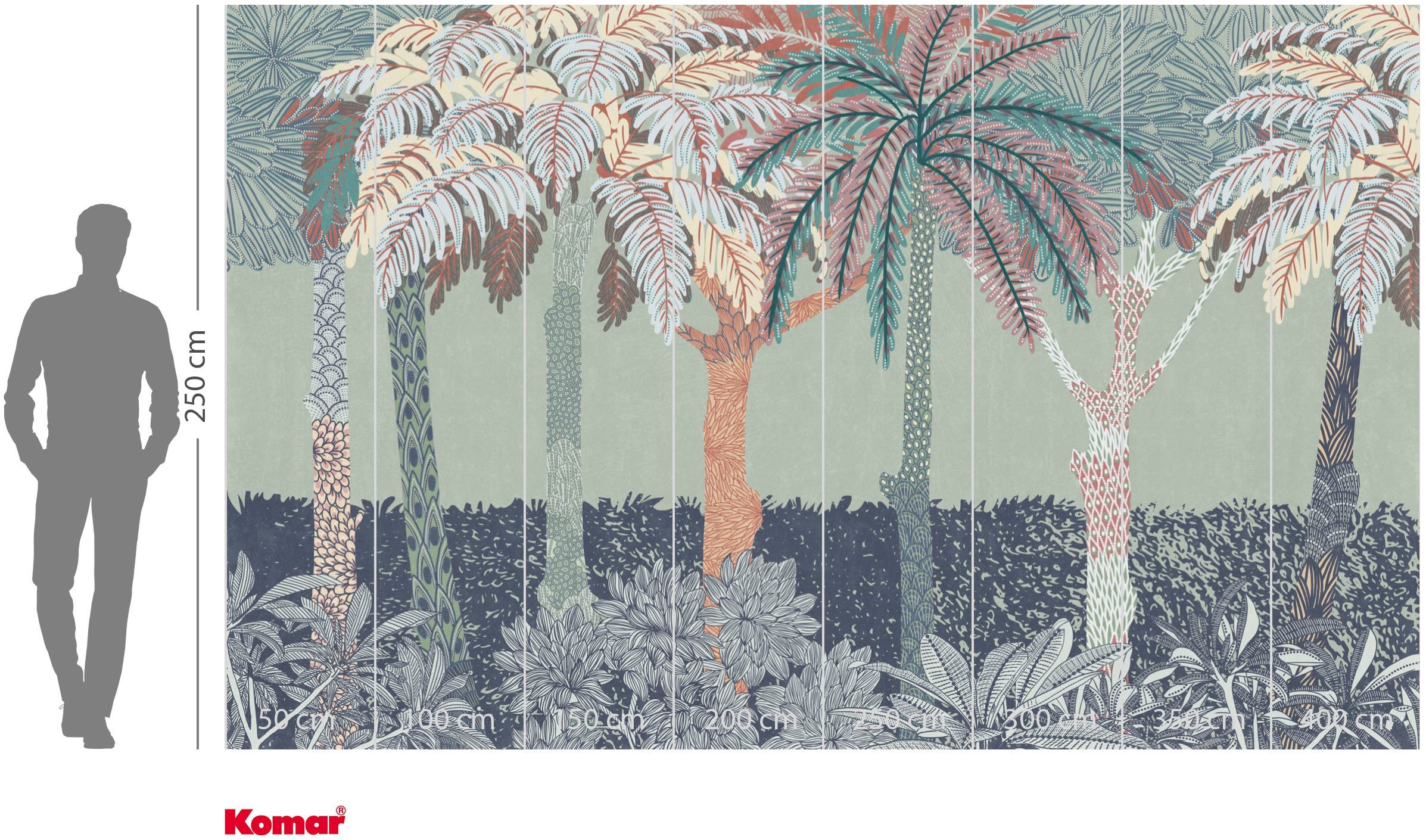 Komar Fototapete »Vlies Fototapete - Patterned Palms - Grösse 400 x 250 cm« Motiv | bedruckt glatt