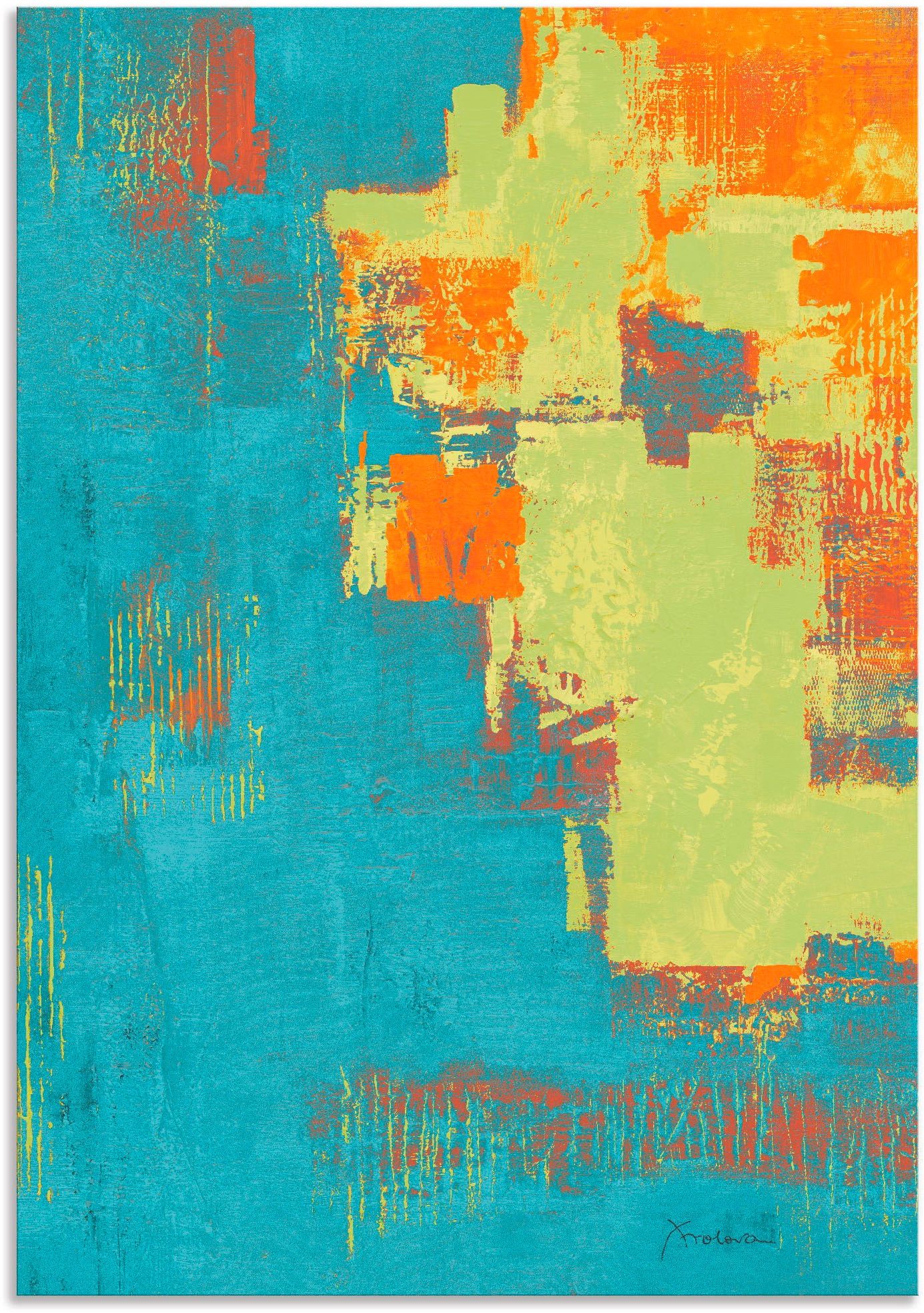 Image of Artland Wandbild »Sun lit Boulevard I _türkis-grün-orange«, Gegenstandslos, (1 St.), in vielen Grössen & Produktarten - Alubild / Outdoorbild für den Aussenbereich, Leinwandbild, Poster, Wandaufkleber / Wandtattoo auch für Badezimmer geeignet bei Ackerman