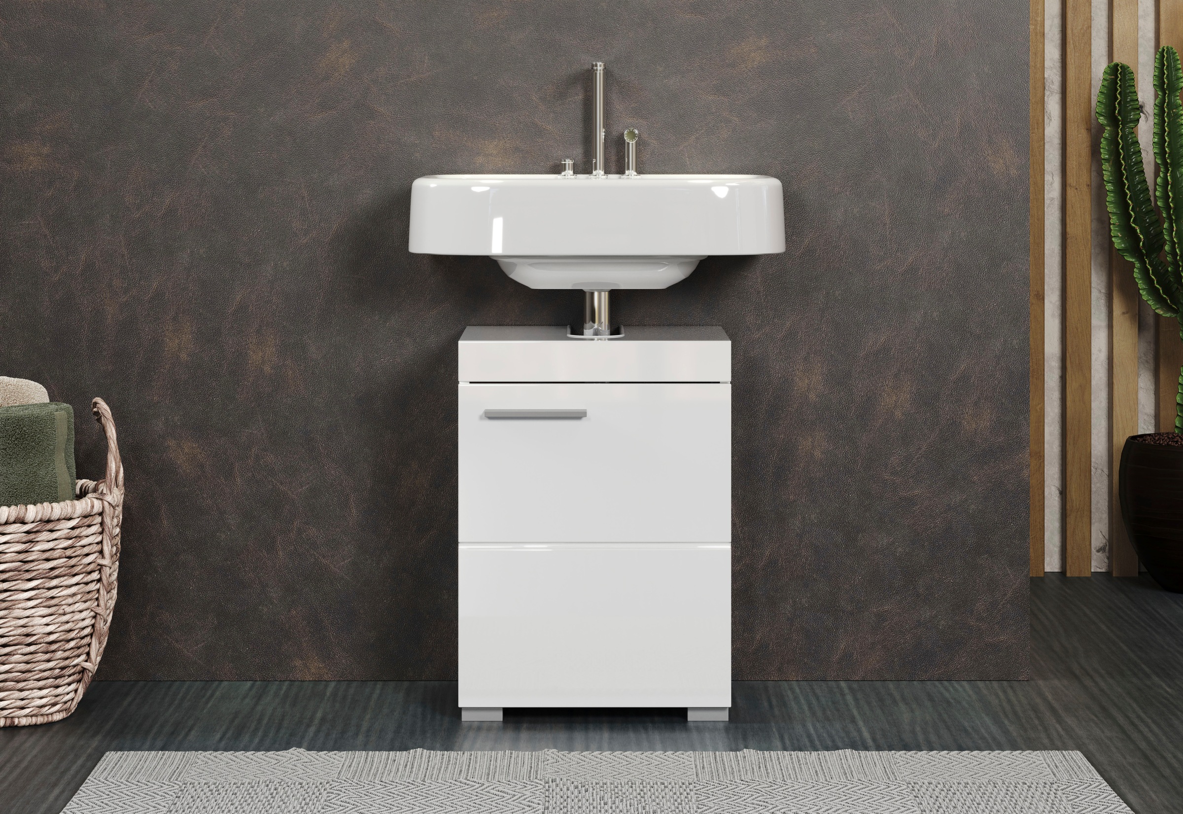 Image of welltime Waschbeckenunterschrank "Avena" 1 Stk. tlg. Unterschrank mit Tür & Einlegeboden – (B/T/H) 40/34/56 cm