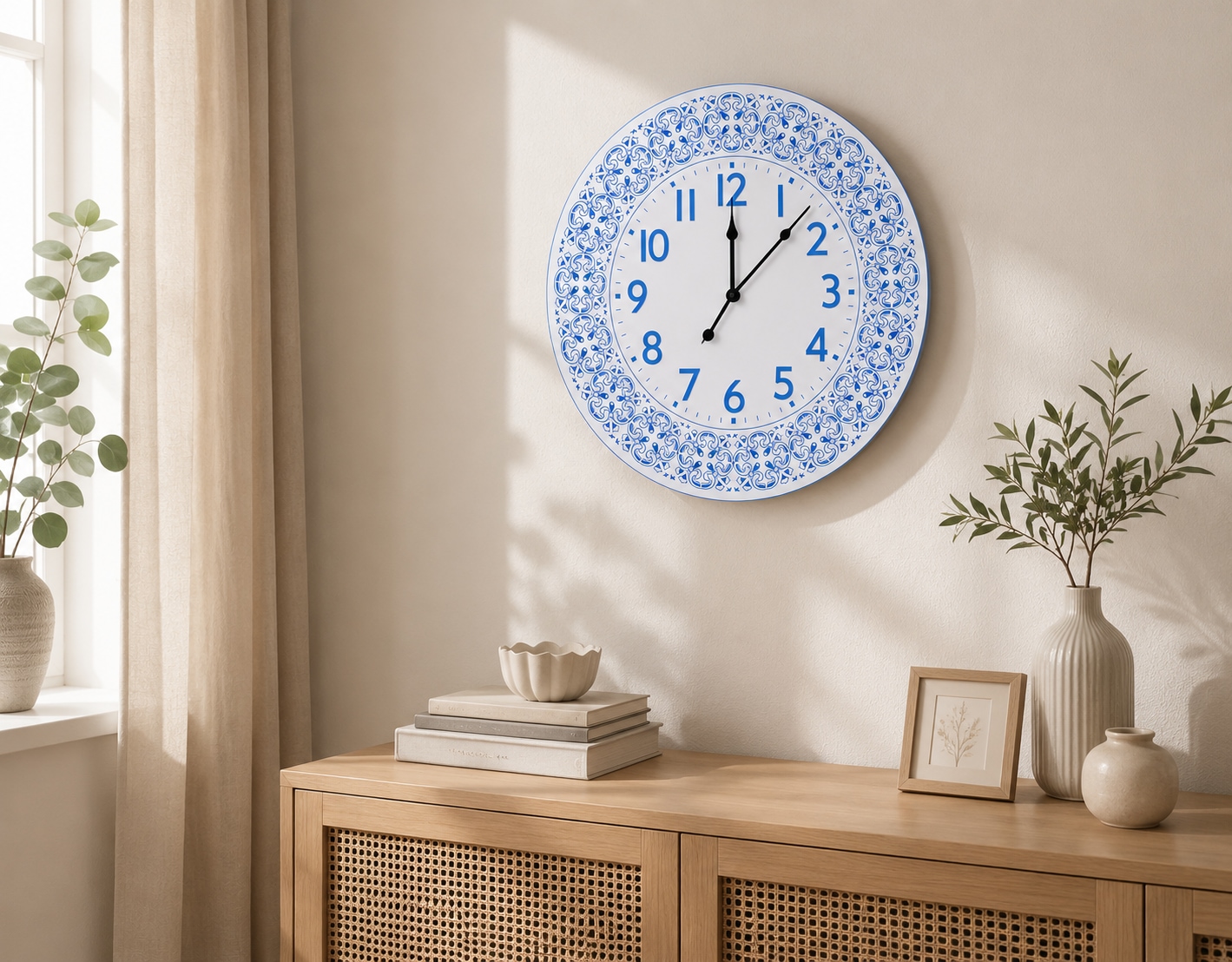 GOODproduct Wanduhr »Blue Sky mit detailreichen Ornamenten, 58cm gross« Küchenuhr, Wanduhr