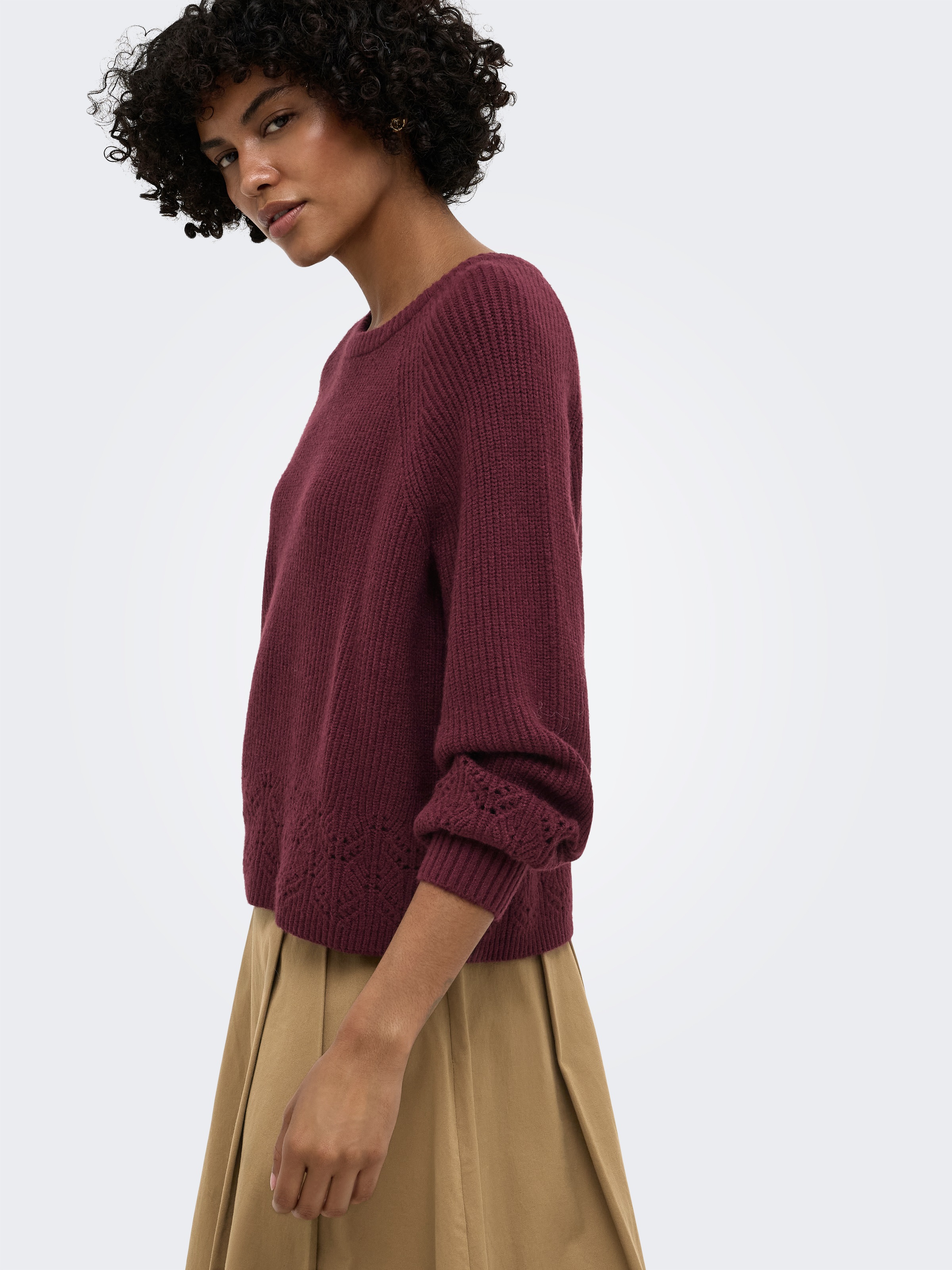ONLY Strickpullover »ONLPRINCESS LS O-NECK DETAIL KNT« Viskosemischung, regular fit