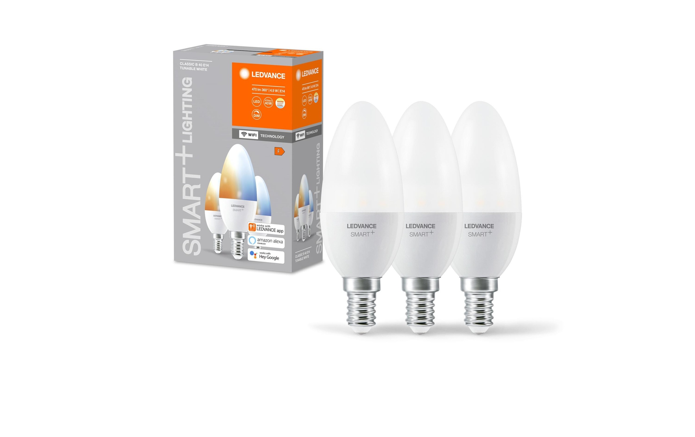 LED-Leuchtmittel »SMART+ WiFi Candle B40, E14, TW, 3 Stück«, E14