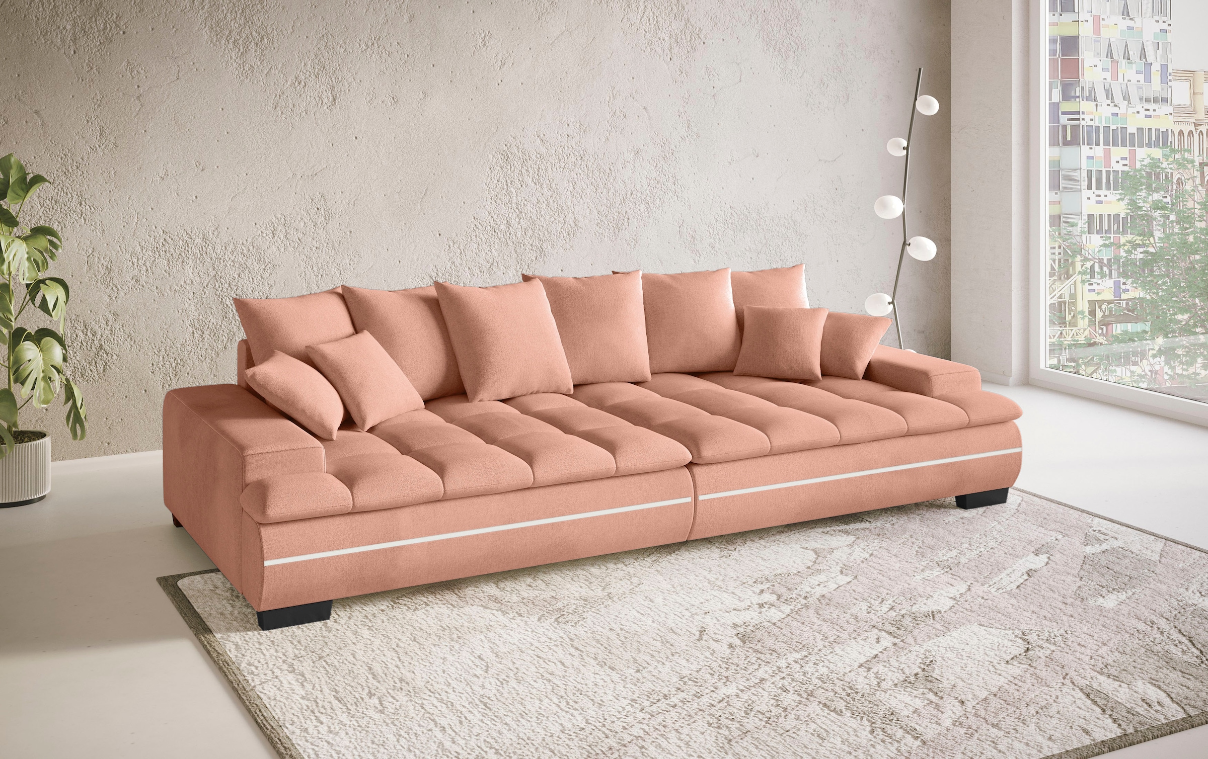 Mr. Couch Big-Sofa »Haiti II RGB-LED«, RGB-LED Beleuchtung, mit Handwerklich gearbeiteter Komfort-Steppung