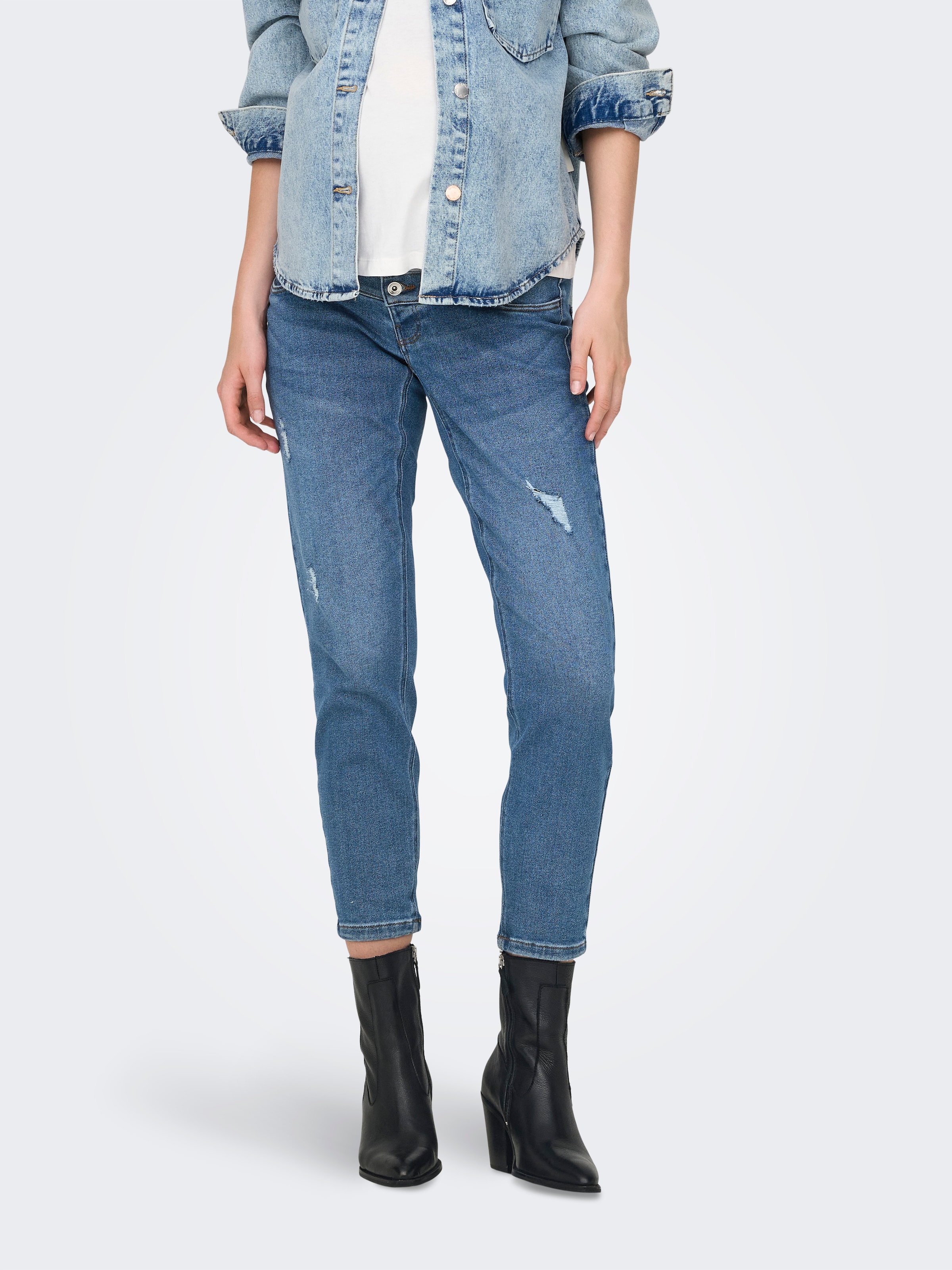 Image of ONLY MATERNITY Umstandsjeans "OLMCATWALK HW MOM AK DES DNM PIM040 NOOS" aus Baumwollmischung, mit Elasthan, elastisches Material