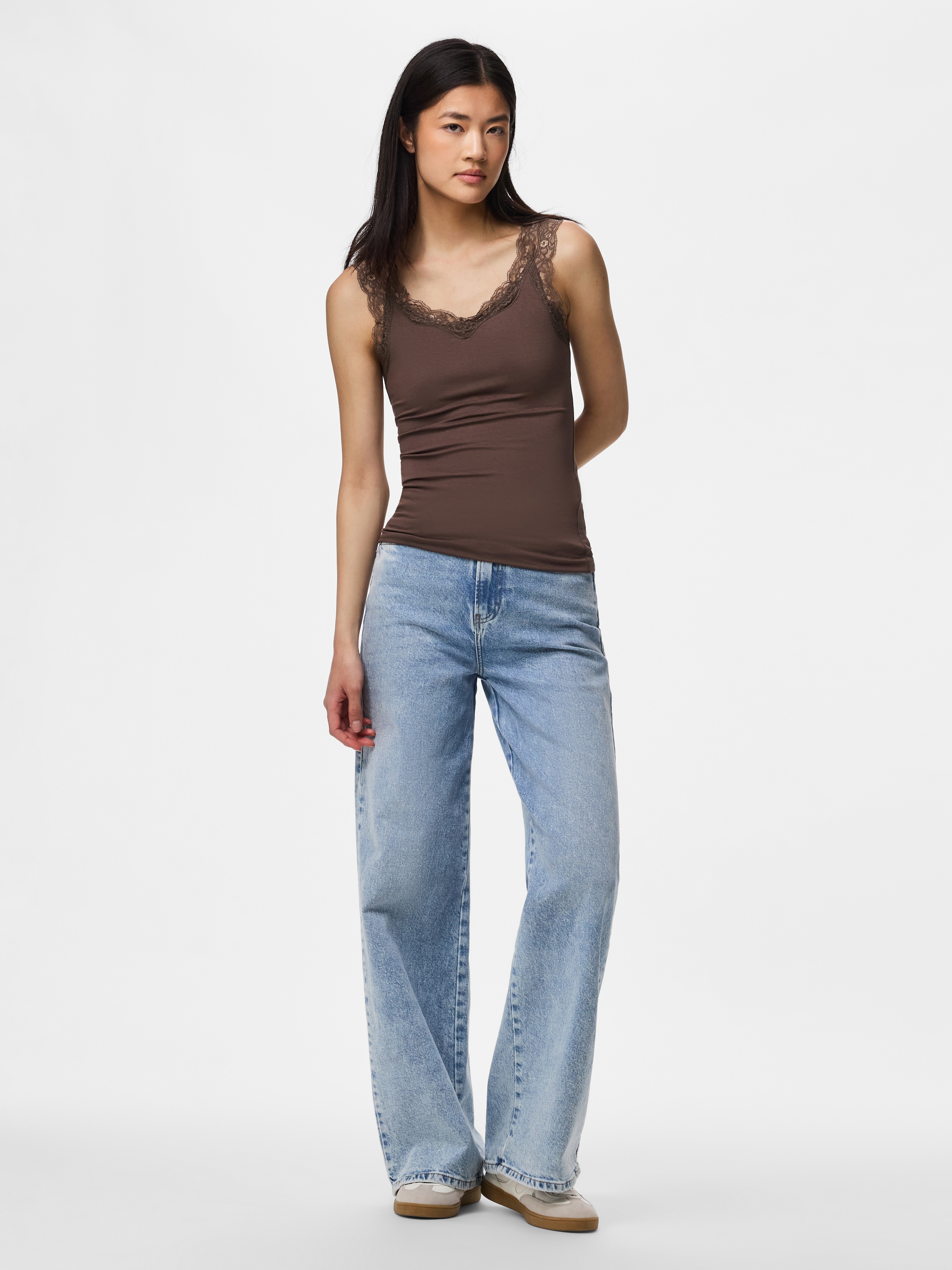 pieces Top en dentelle »PCBARBERA« Mélange de viscose, détails en dentelle
