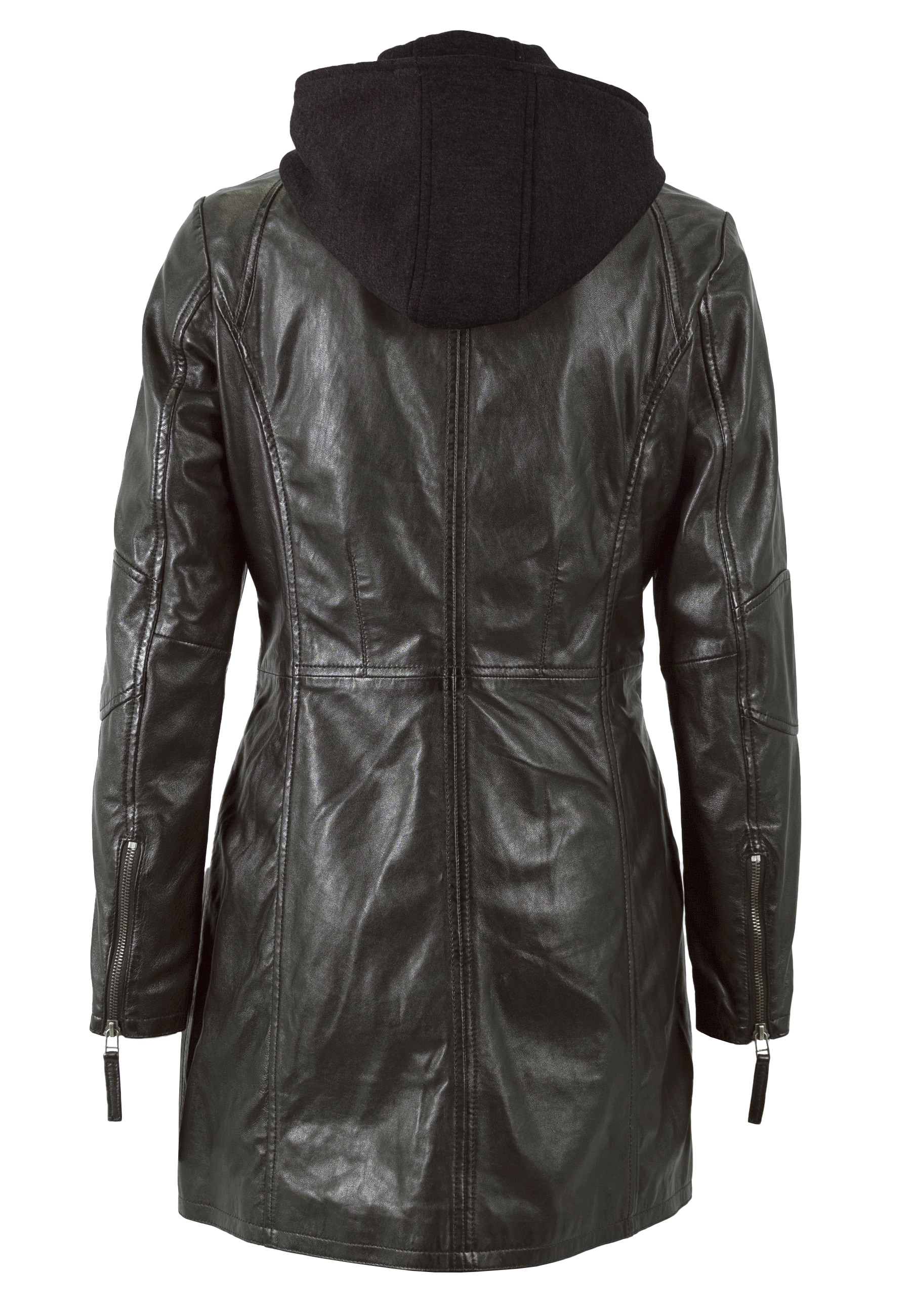 Mauritius Manteau en cuir »Bente« Veste en cuir 2-en-1 avec insert à capuche amovible en jersey