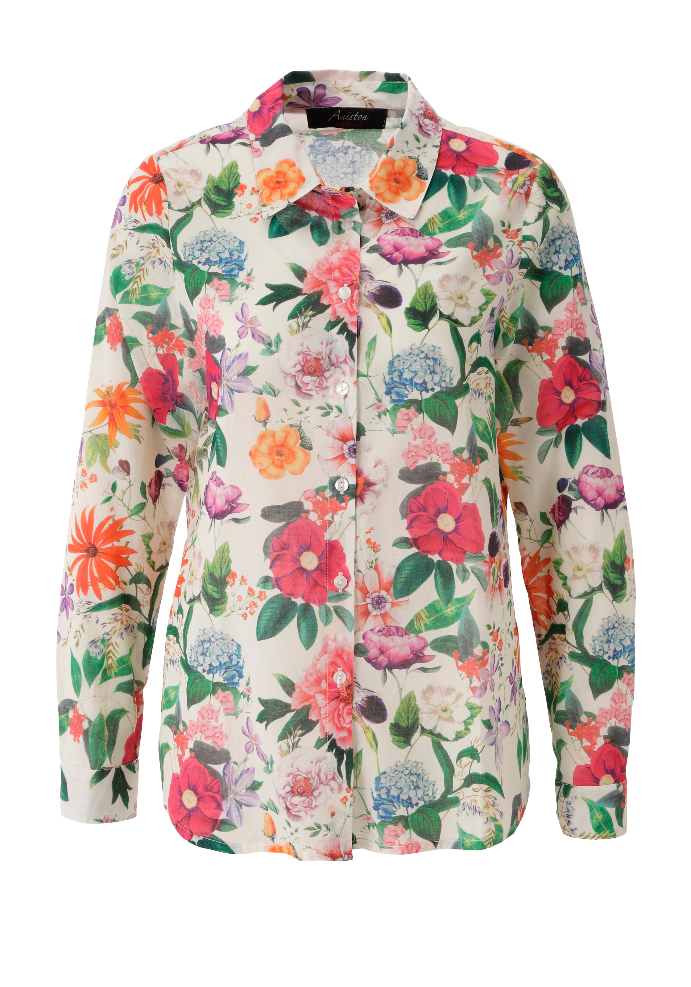Aniston CASUAL Hemdbluse mit farbenfrohen Blumendruck - jedes Teil ein Unikat - NEUE KOLLEKTION