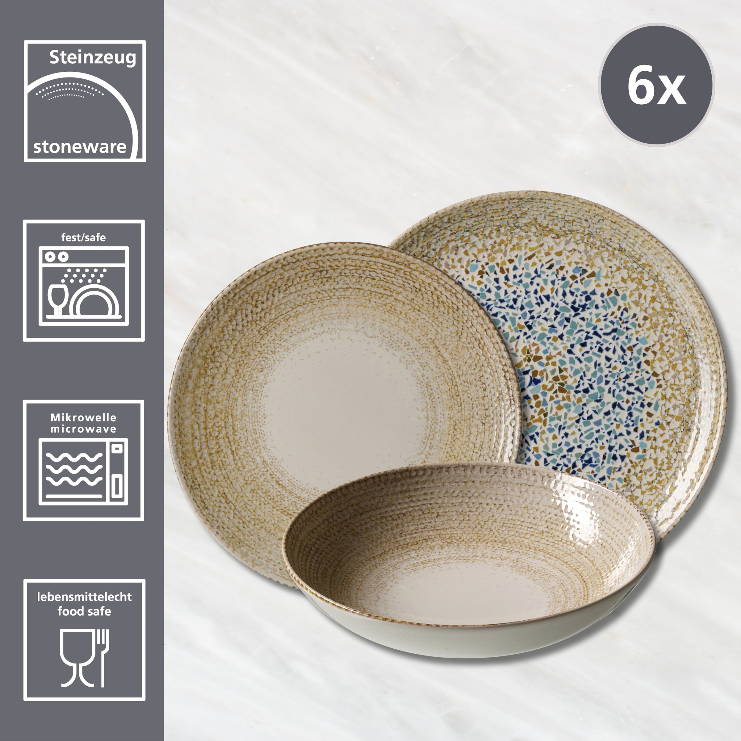 Ritzenhoff & Breker Service de table »Rimini« Teller Set, aus Steinzeug für 6 Personen