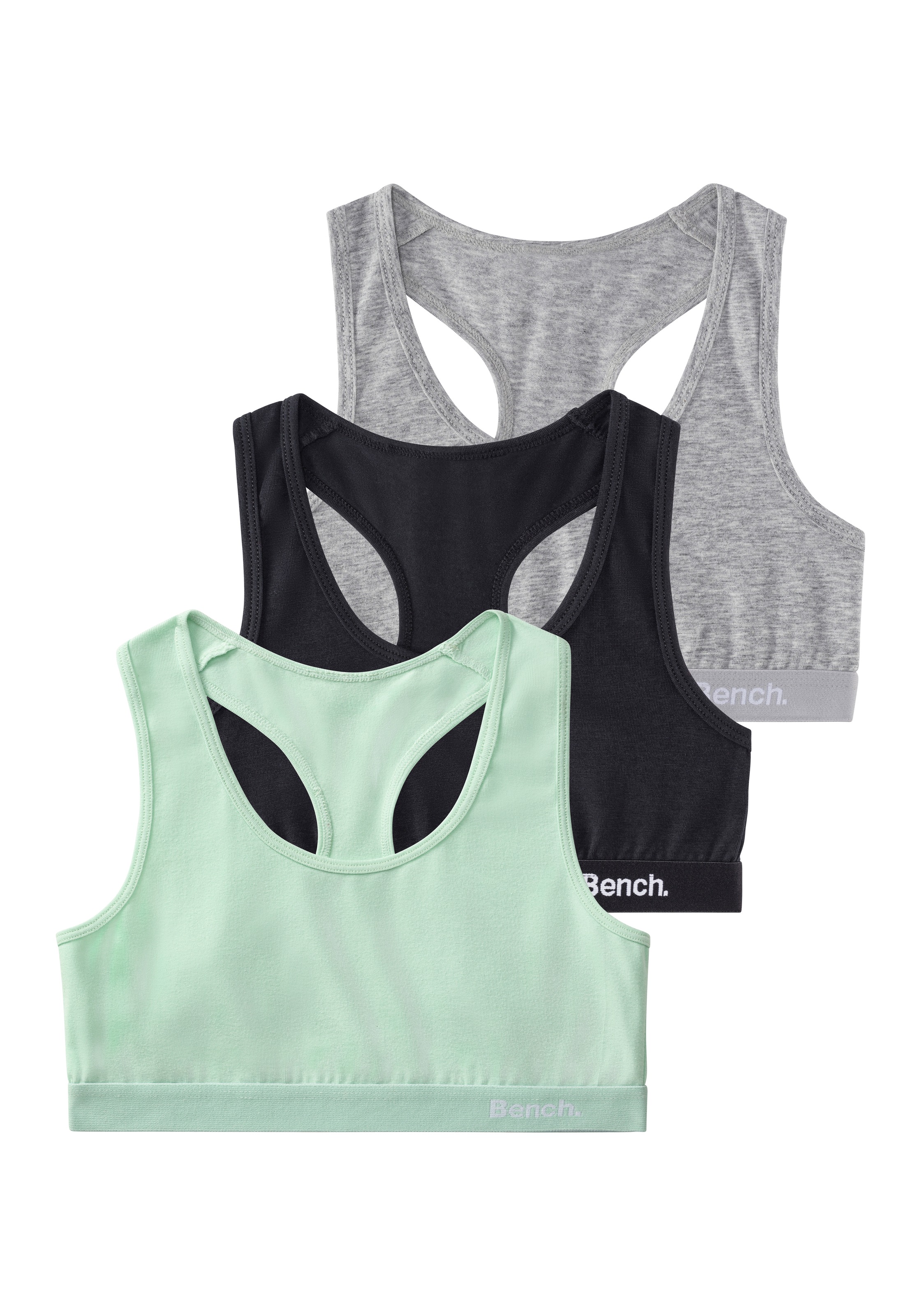 Image of Bench. Bustier Packung, 3 Stk. im sportlichen Look mit Ringerrücken