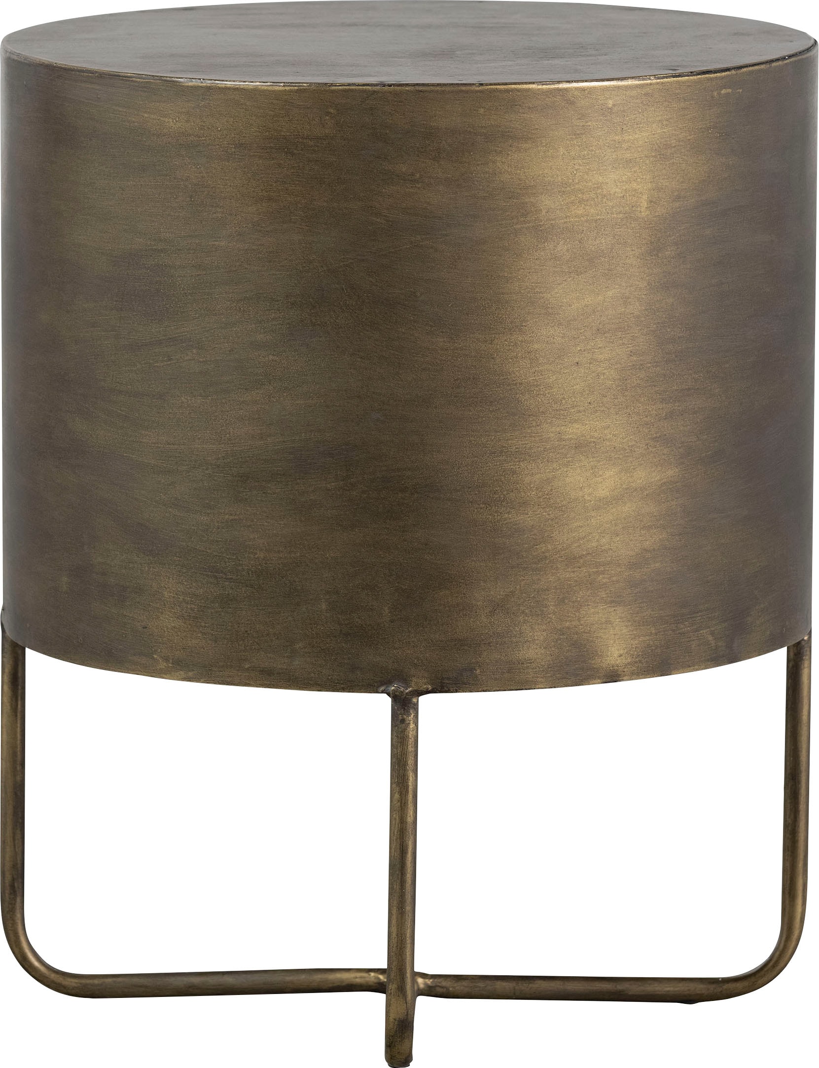 WOOOD Beistelltisch »Glossy Metall Antique-Brass-Beschichtung, H 48 x B 39 x T 39 cm« Zwei Schubladen ohne Schienen, pfleigleicht, fertig montiert geliefert