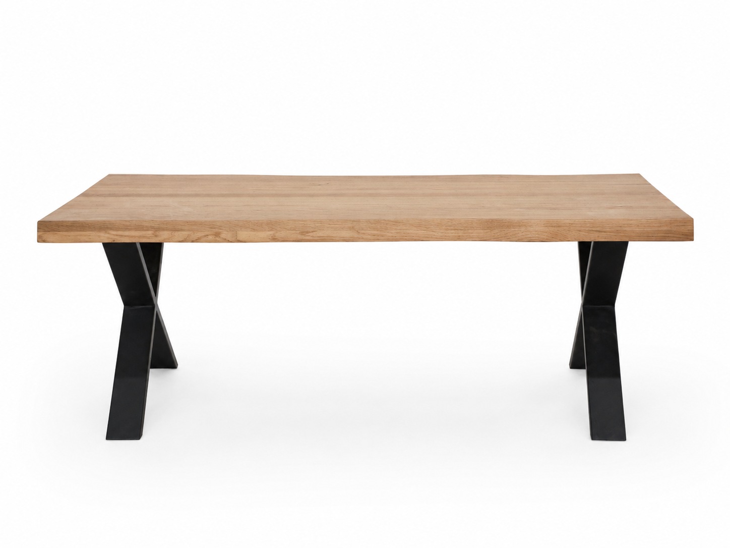 GOODproduct Couchtisch »Narvik, Wohnzimmertisch, Sofatisch, Beistelltisch, Kaffeetisch« Wildeiche geölt Natur/Smoke, Baumkante, Metallgestell