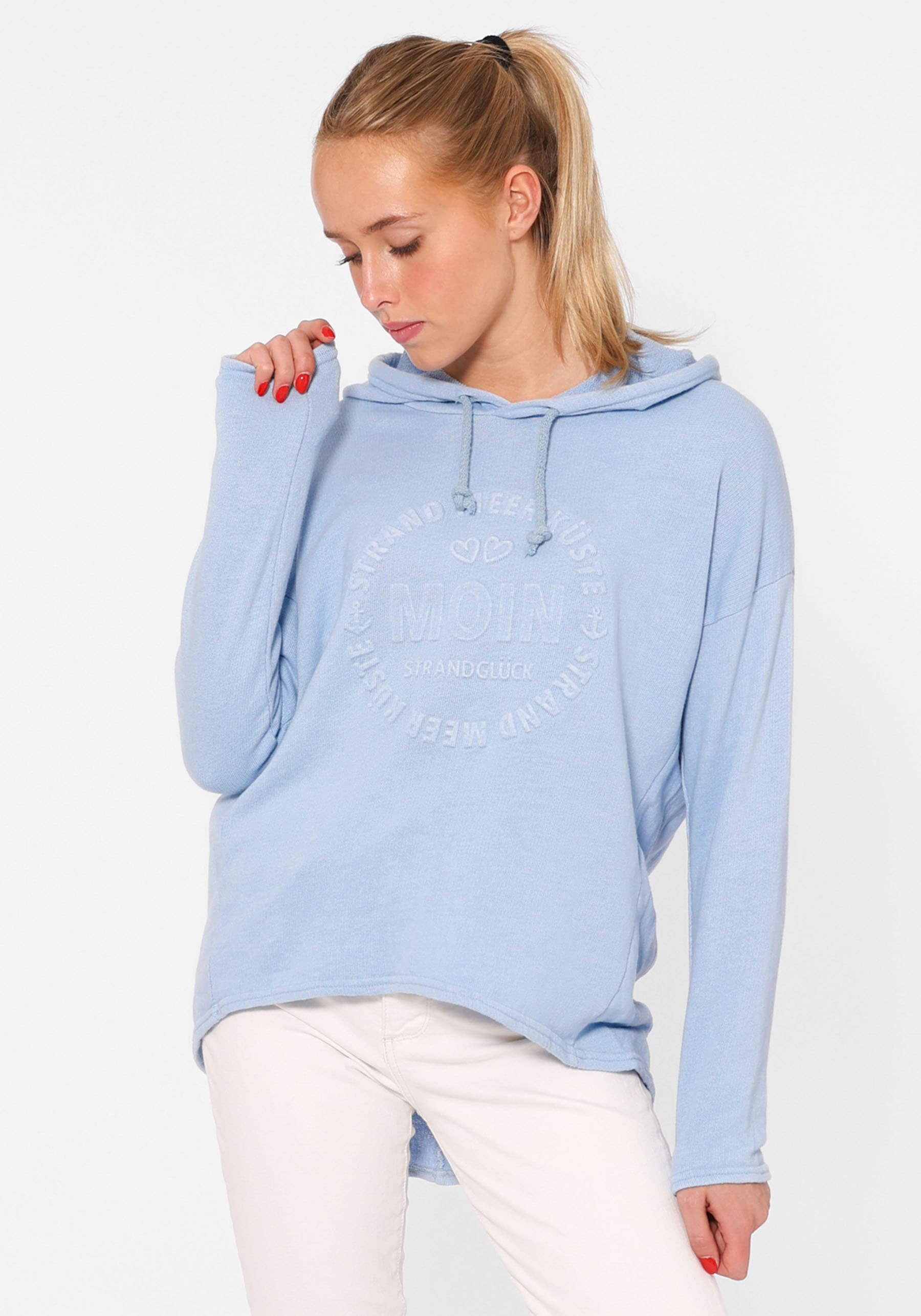 Zwillingsherz Hoodie »"Moin"«, Sweatshirt im Used-Look mit Kapuze und Stempeldruck