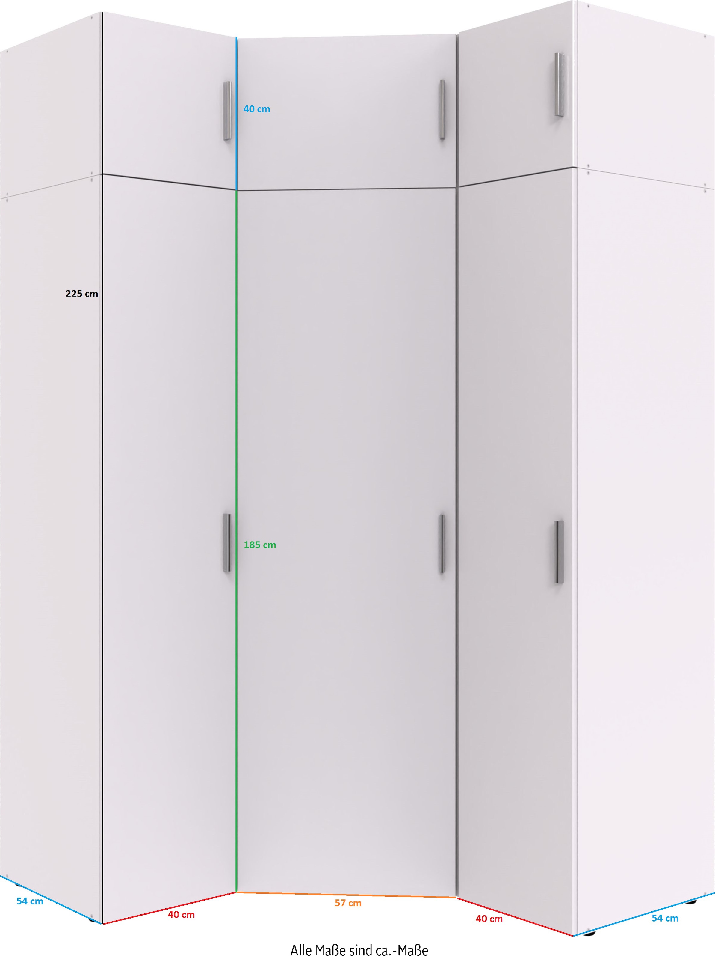 Wimex Schranksystem »Münster«, (Spar-Set, 6tlg: Eckschrank+ 2 Schränke 40cm breit+ 3 Aufsatzmodule), Mehrzweckschrank