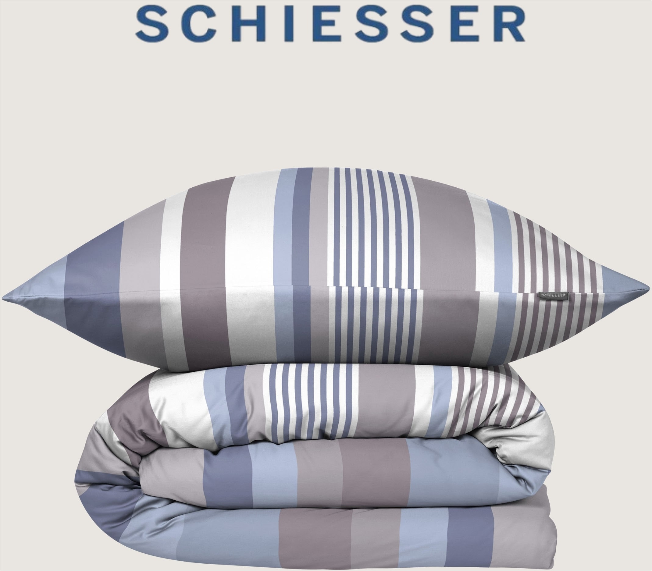 Schiesser Bettwäsche »Hoops aus weichem Baumwoll-Satin mit Streifen-Design« 2 tlg. OEKO-TEX® MADE IN GREEN